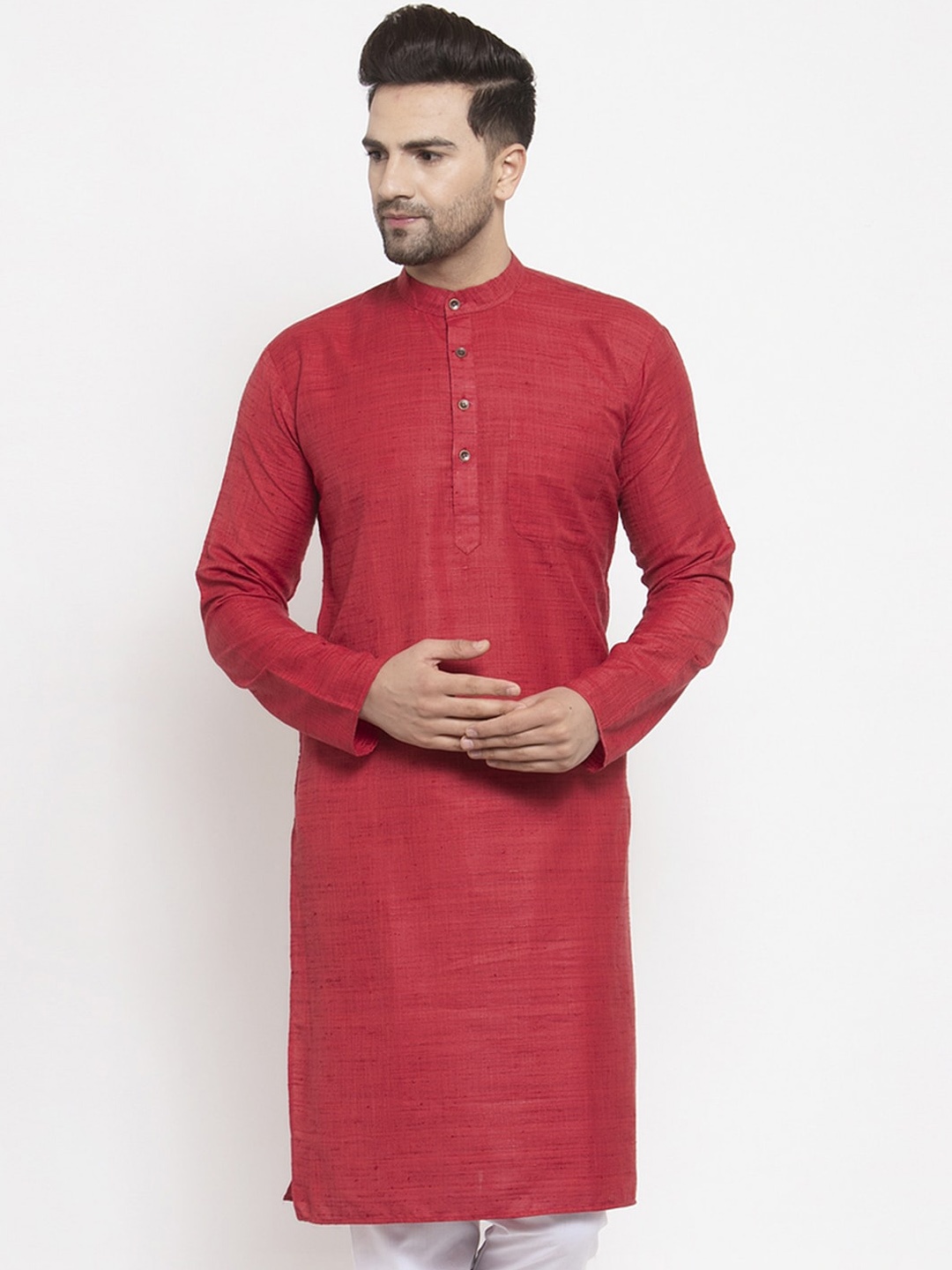 

Jompers Men Maroon Solid Straight Kurta