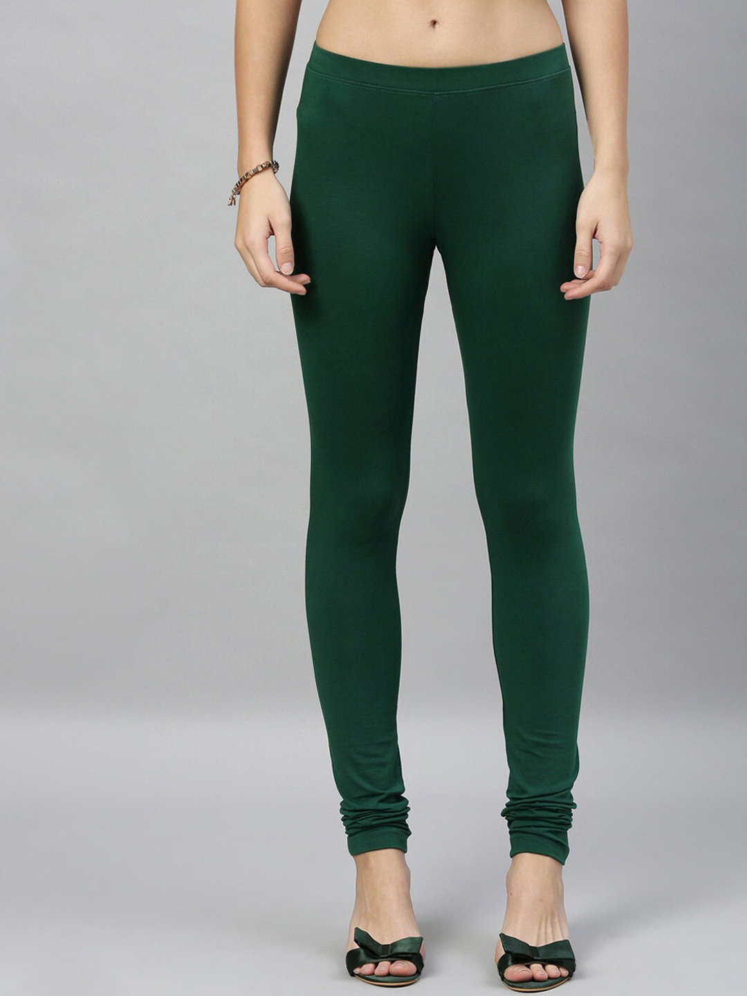 

Kryptic Women Green Solid Churidar-Length Leggings