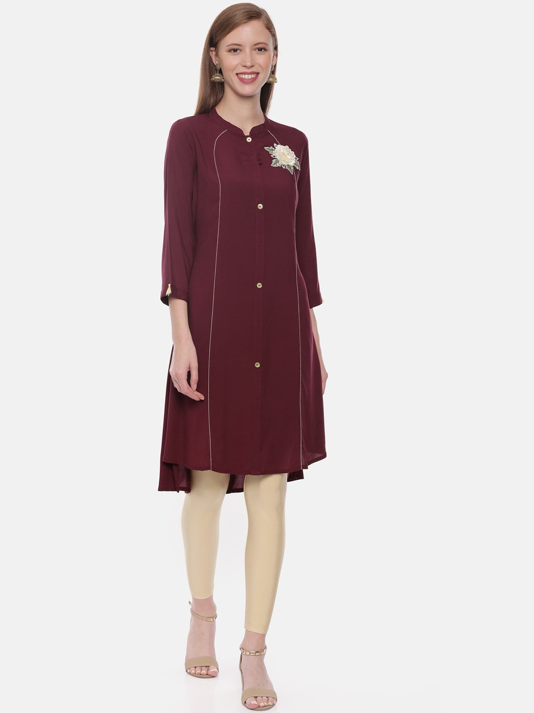 

Neerus Women Maroon Solid A-Line Kurta