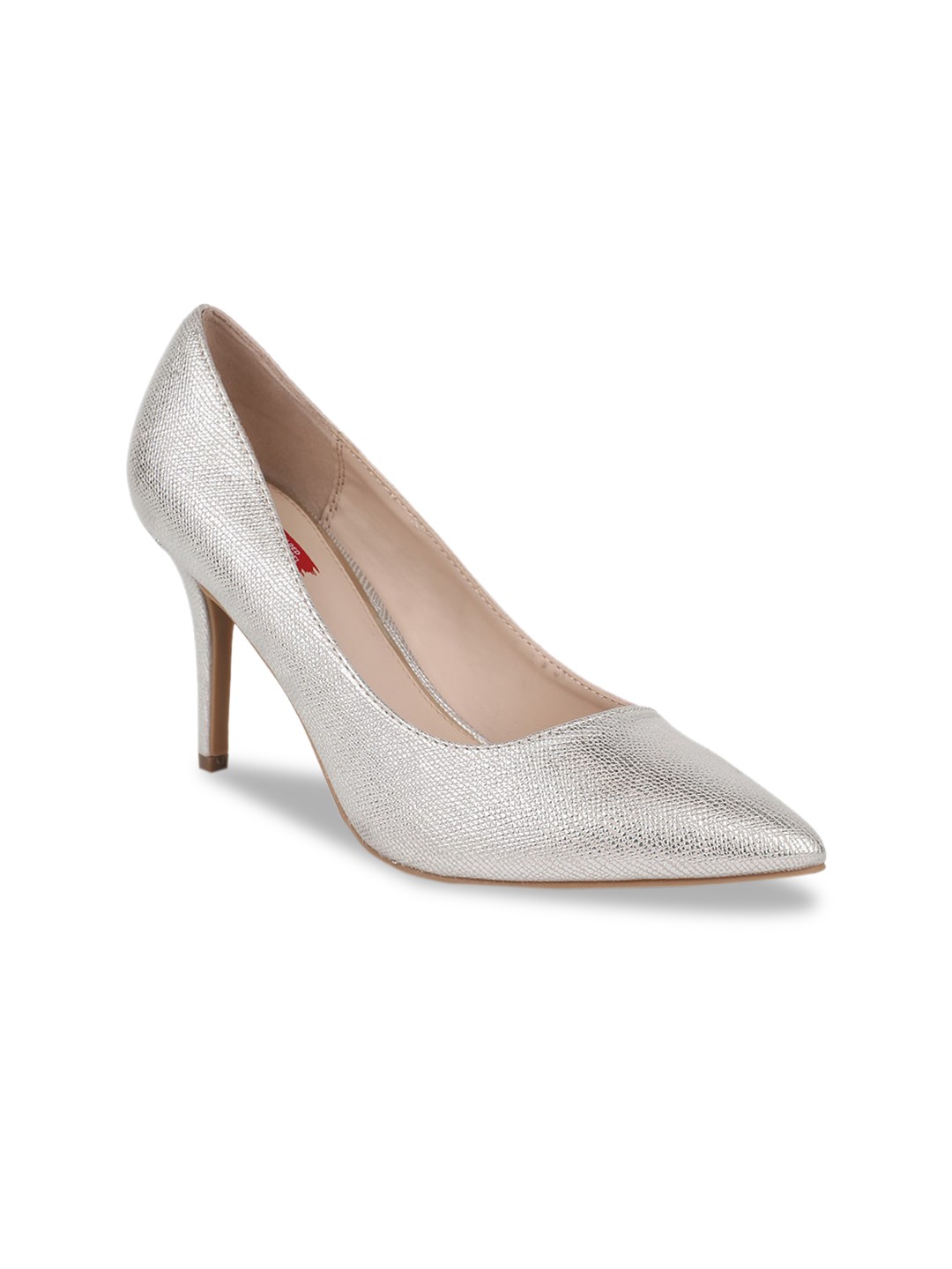 

Bata Women Silver-Toned Textured Pumps