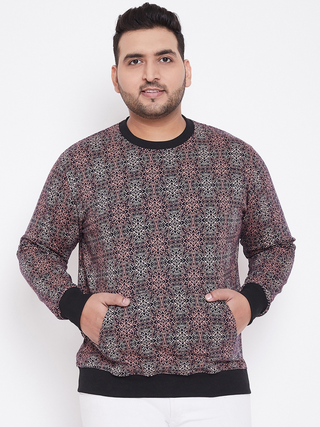 

bigbanana Men Navy Blue & Pink Printed Sweatshirt