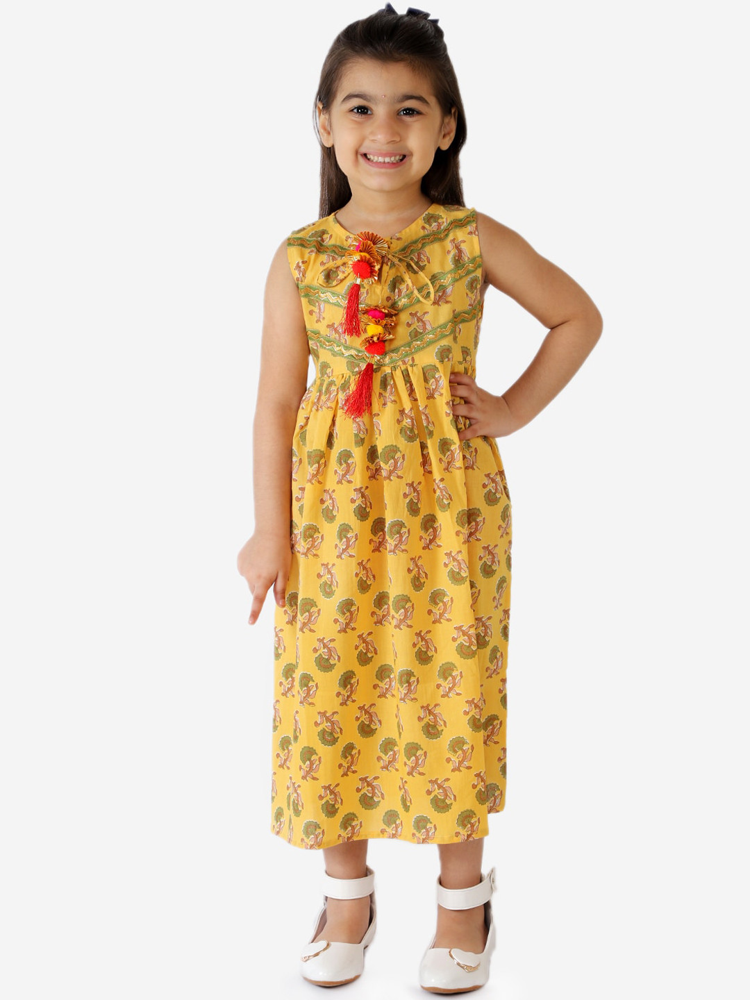 

KID1 Girls Yellow Printed Fit and Flare Dress