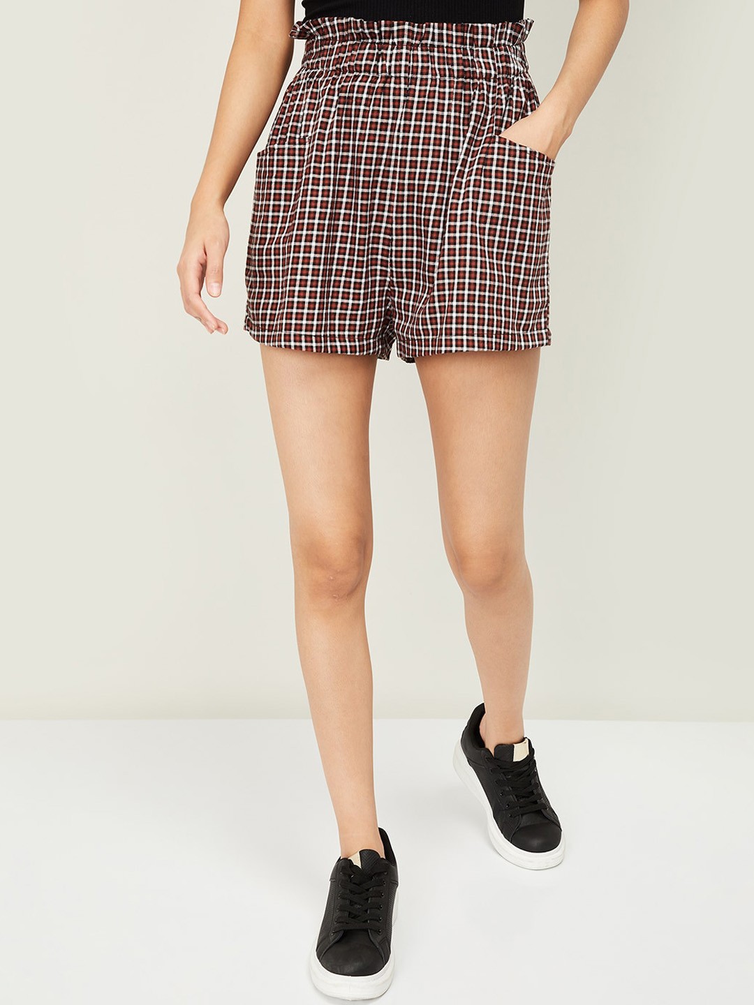 

Ginger by Lifestyle Women Multicoloured Checked Regular Fit Regular Shorts, Multi