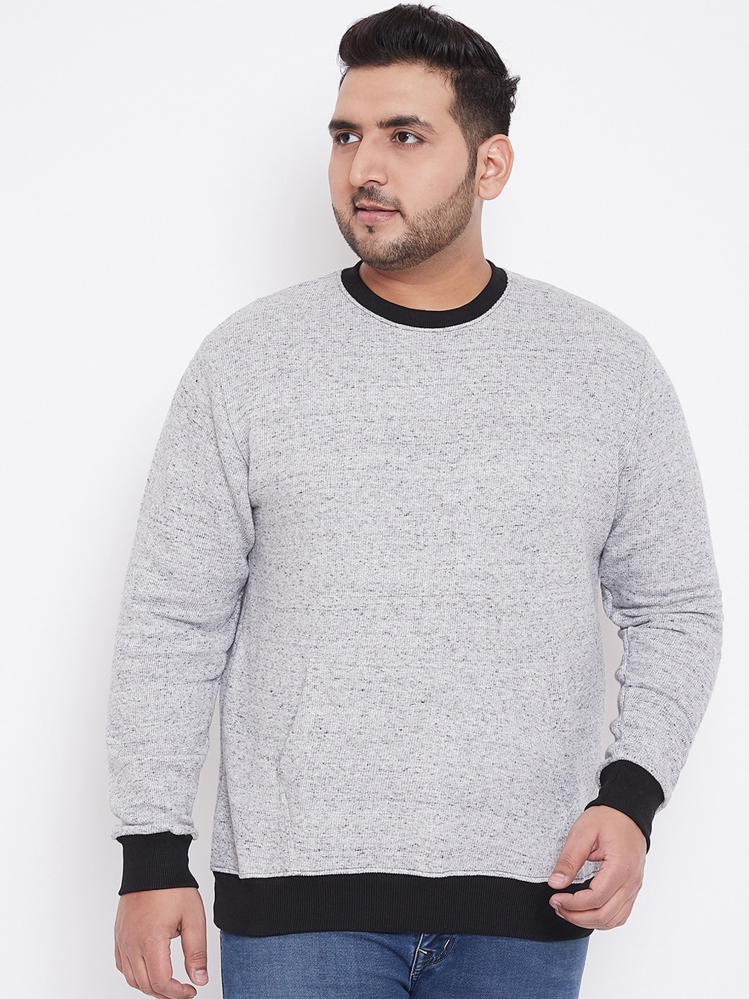 

bigbanana Men Grey Solid Sweatshirt
