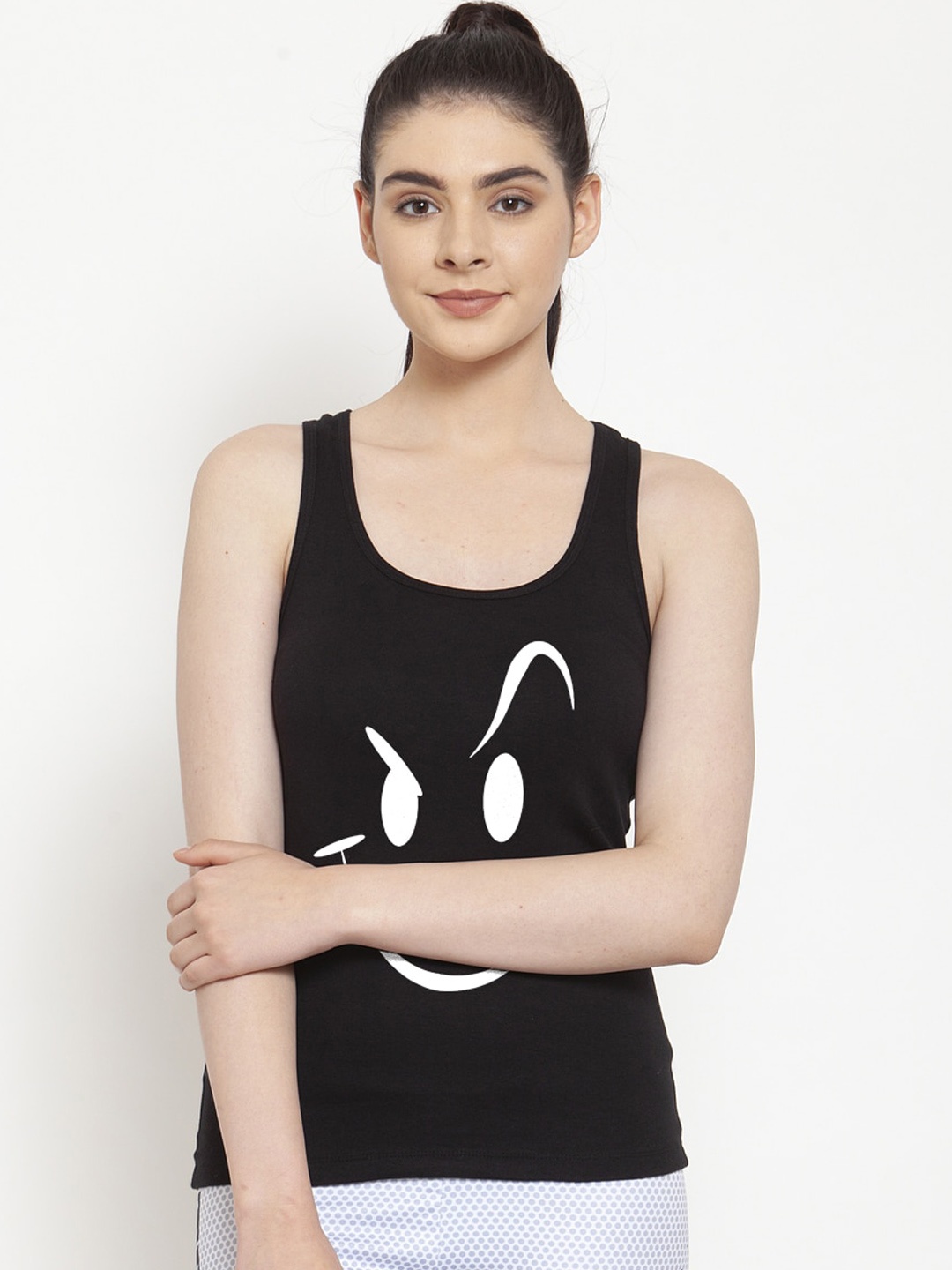 

Friskers Women Black Printed Tank Top