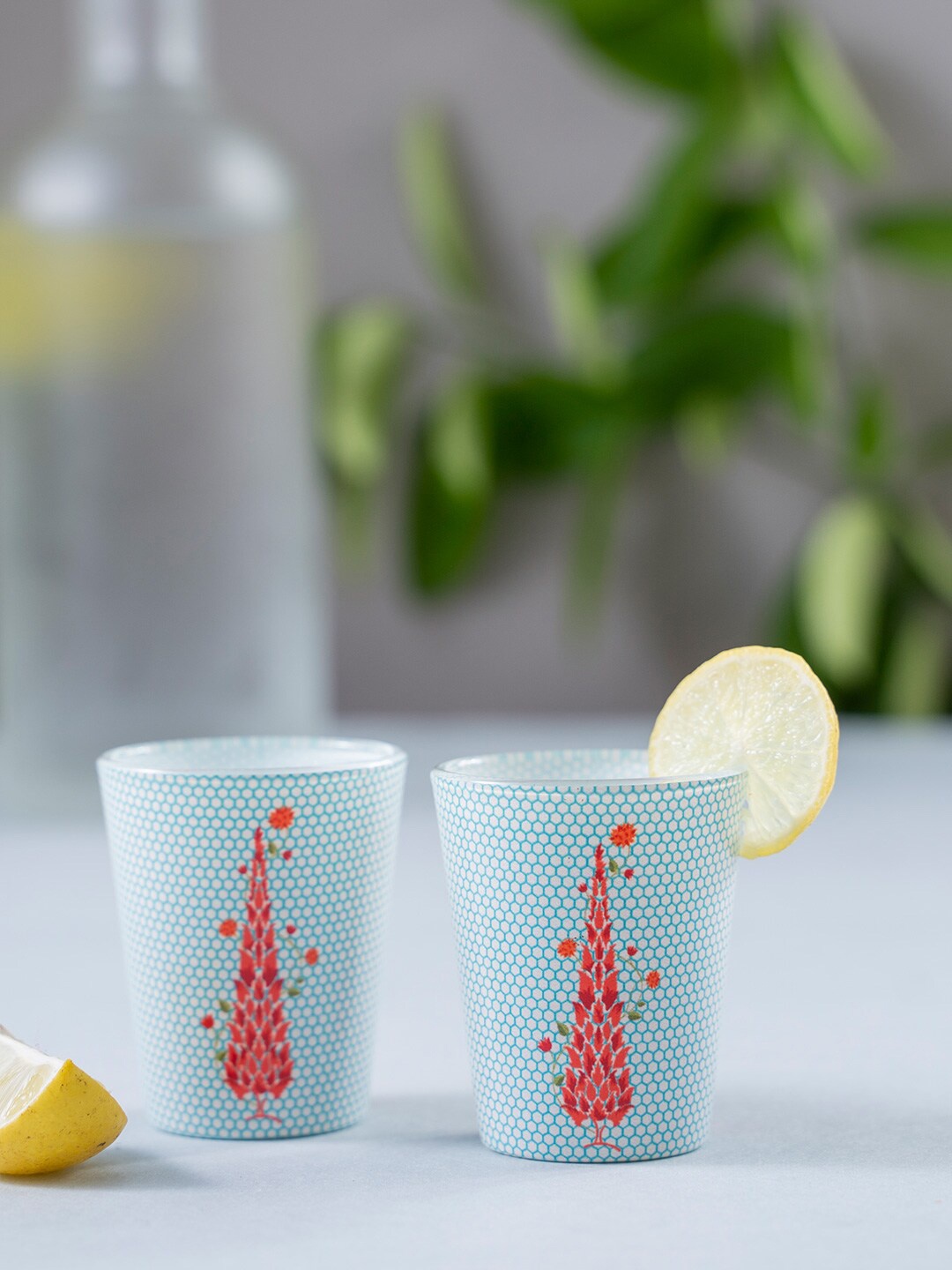 KOLOROBIA Set Of 2 Blue & Red Babur Shot Glasses 30 ml