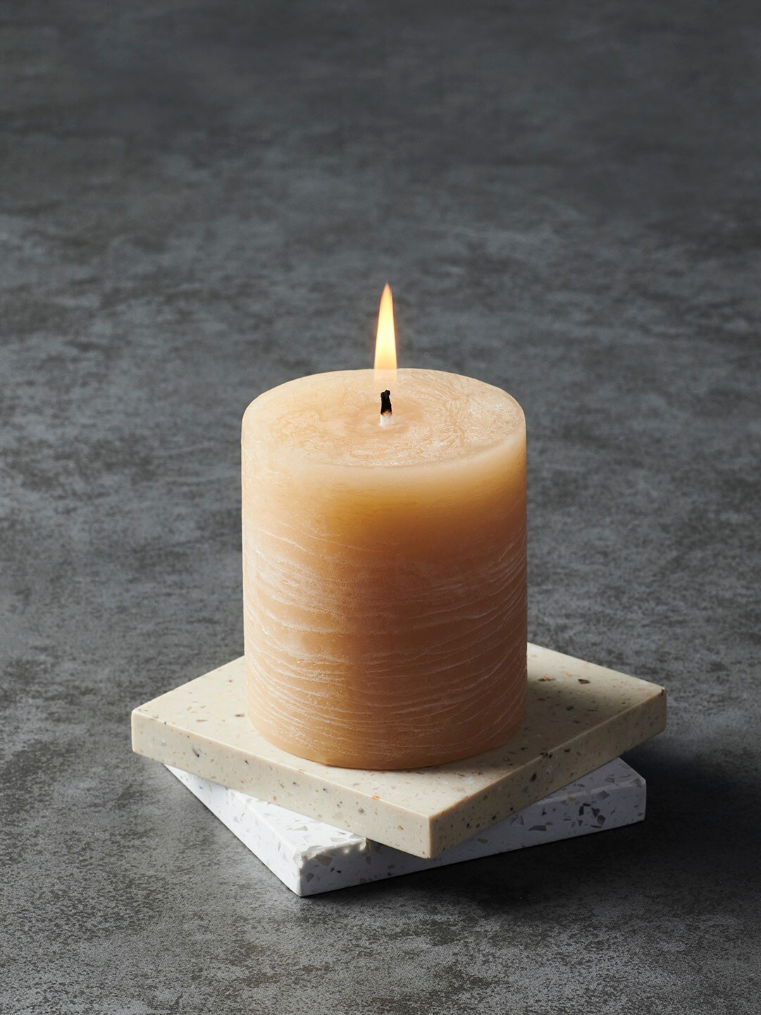 

Pure Home and Living Set Of 2 Beige Small Vanilla Pillar Candle