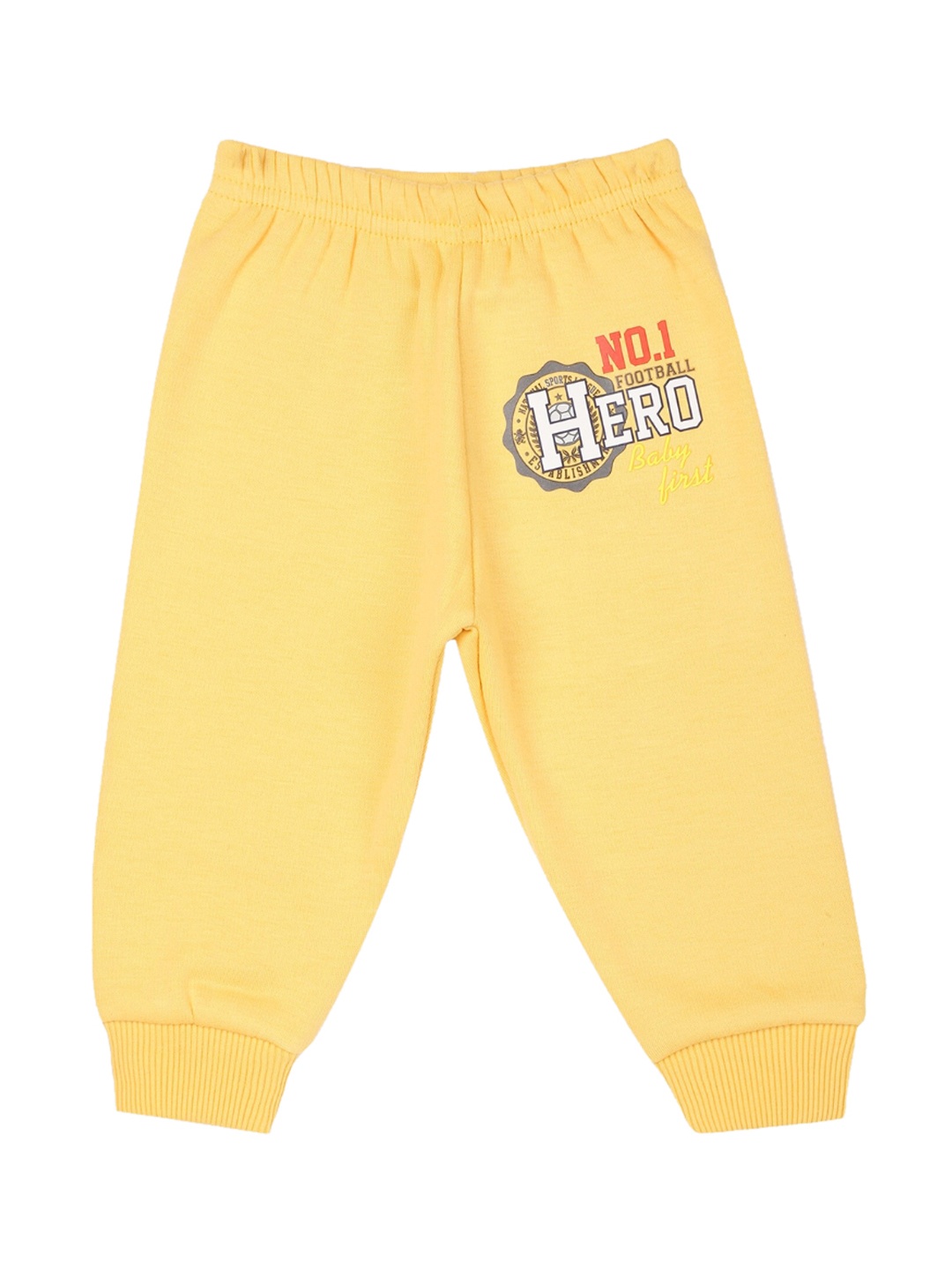 

Bodycare First Infant Boys Yellow Printed Slim-Fit Joggers