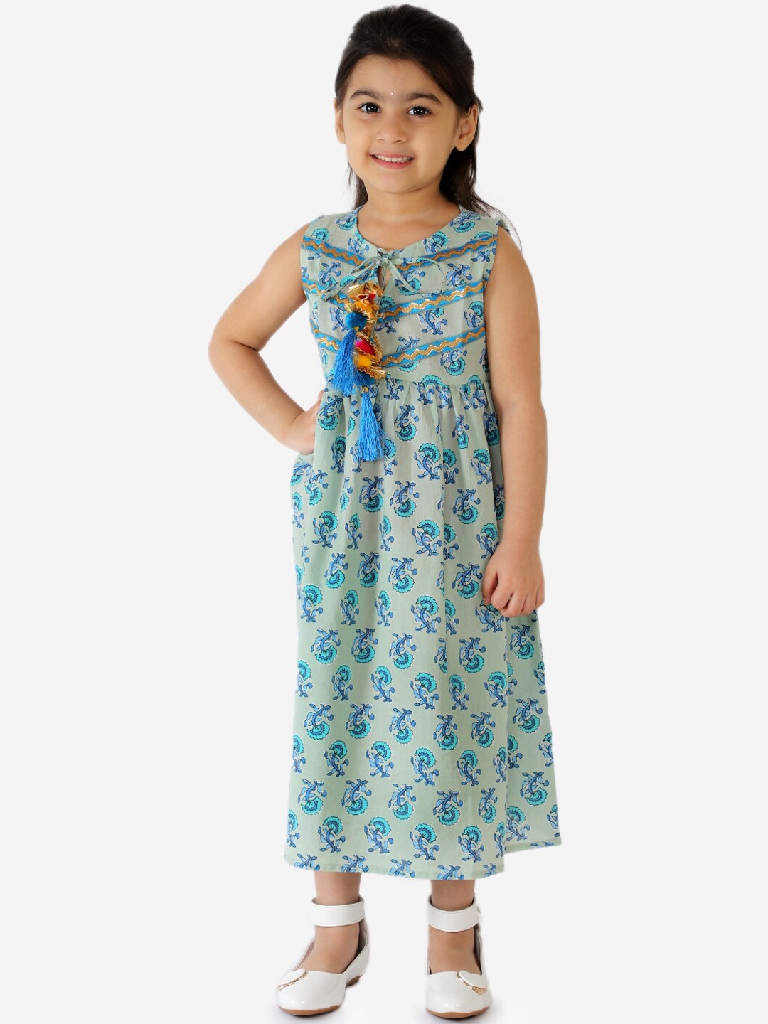 

KID1 Girls Blue Printed Fit and Flare Dress