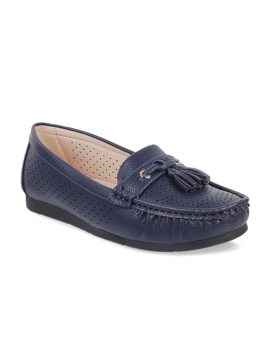 

WALKWAY by Metro Women Navy Blue Solid Loafers