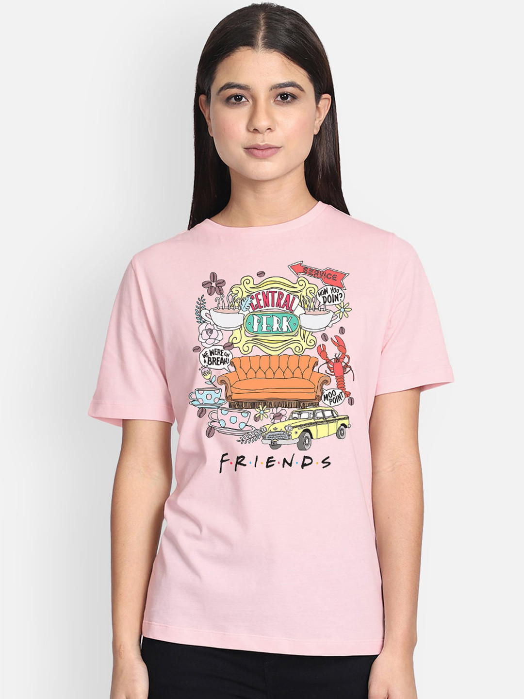 

Free Authority Friends Print Pink Tshirt for Women