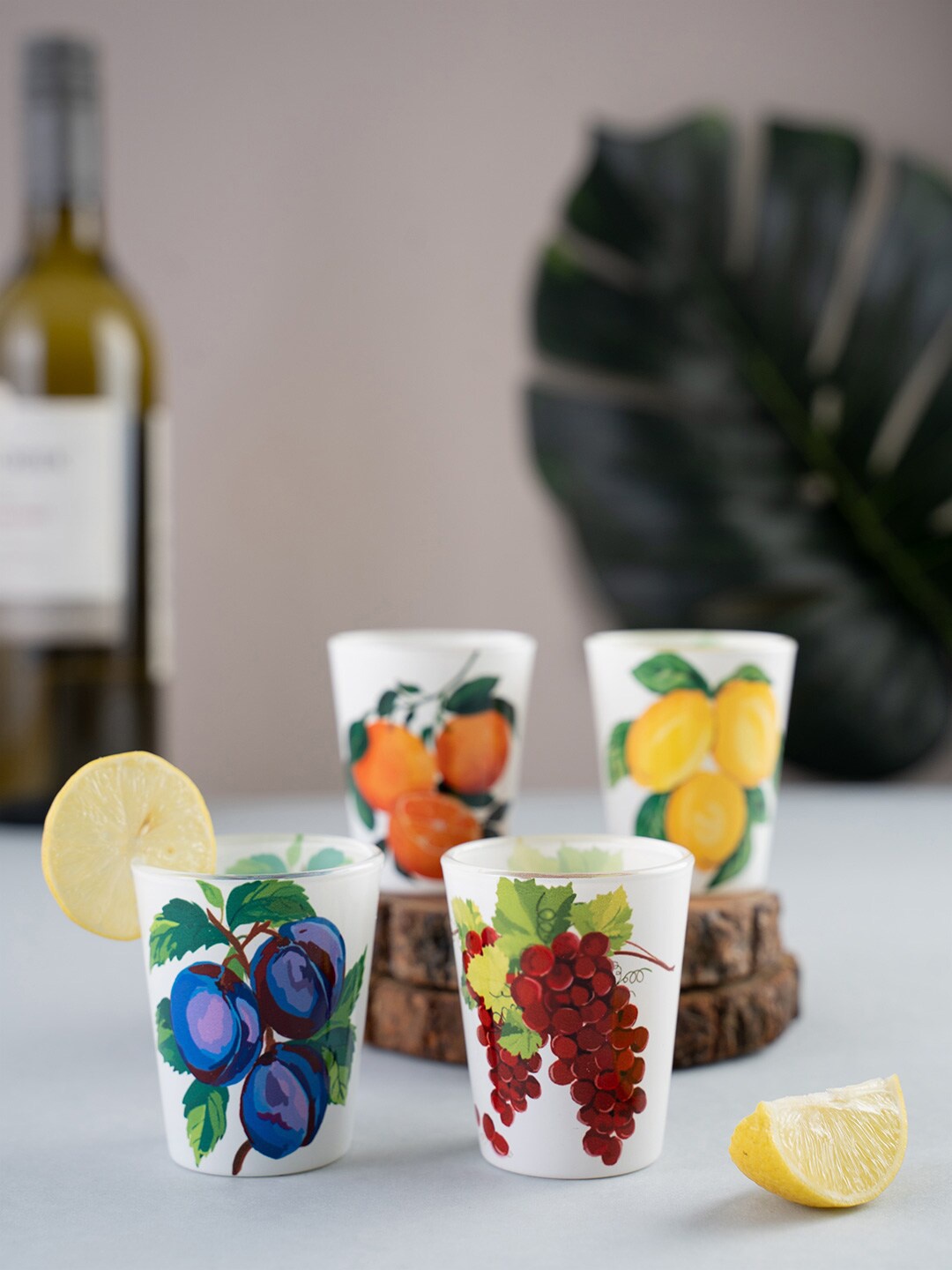 

KOLOROBIA Set Of 4 Frutti DItalia Shot Glasses 30 ml, White