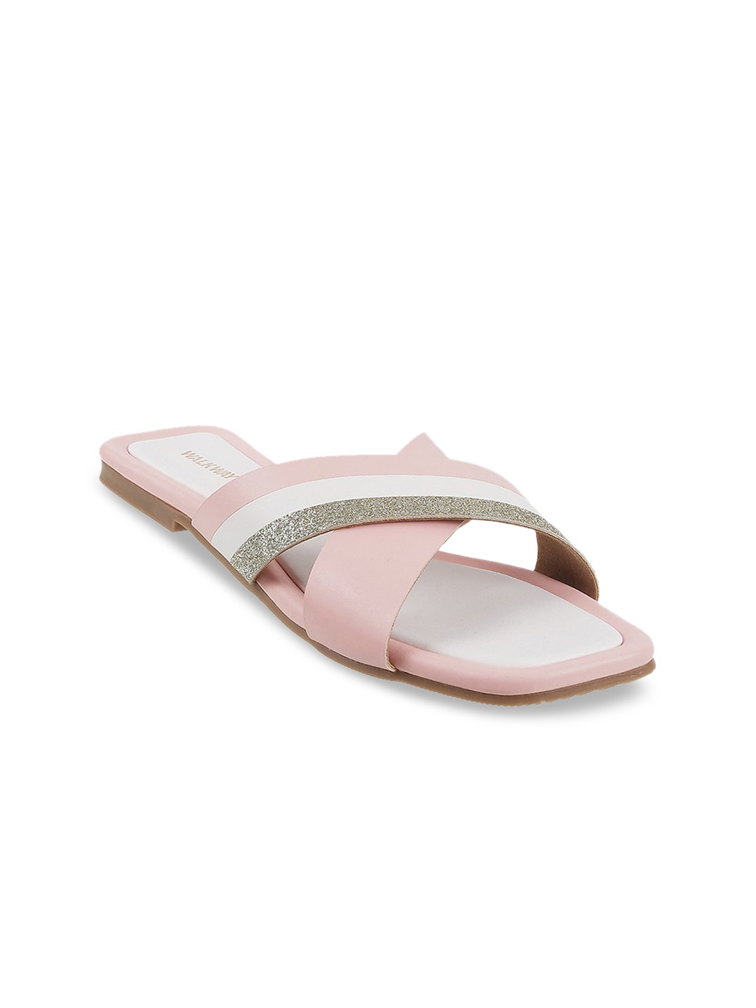 

WALKWAY by Metro Women Pink & Grey Colourblocked Open Toe Flats