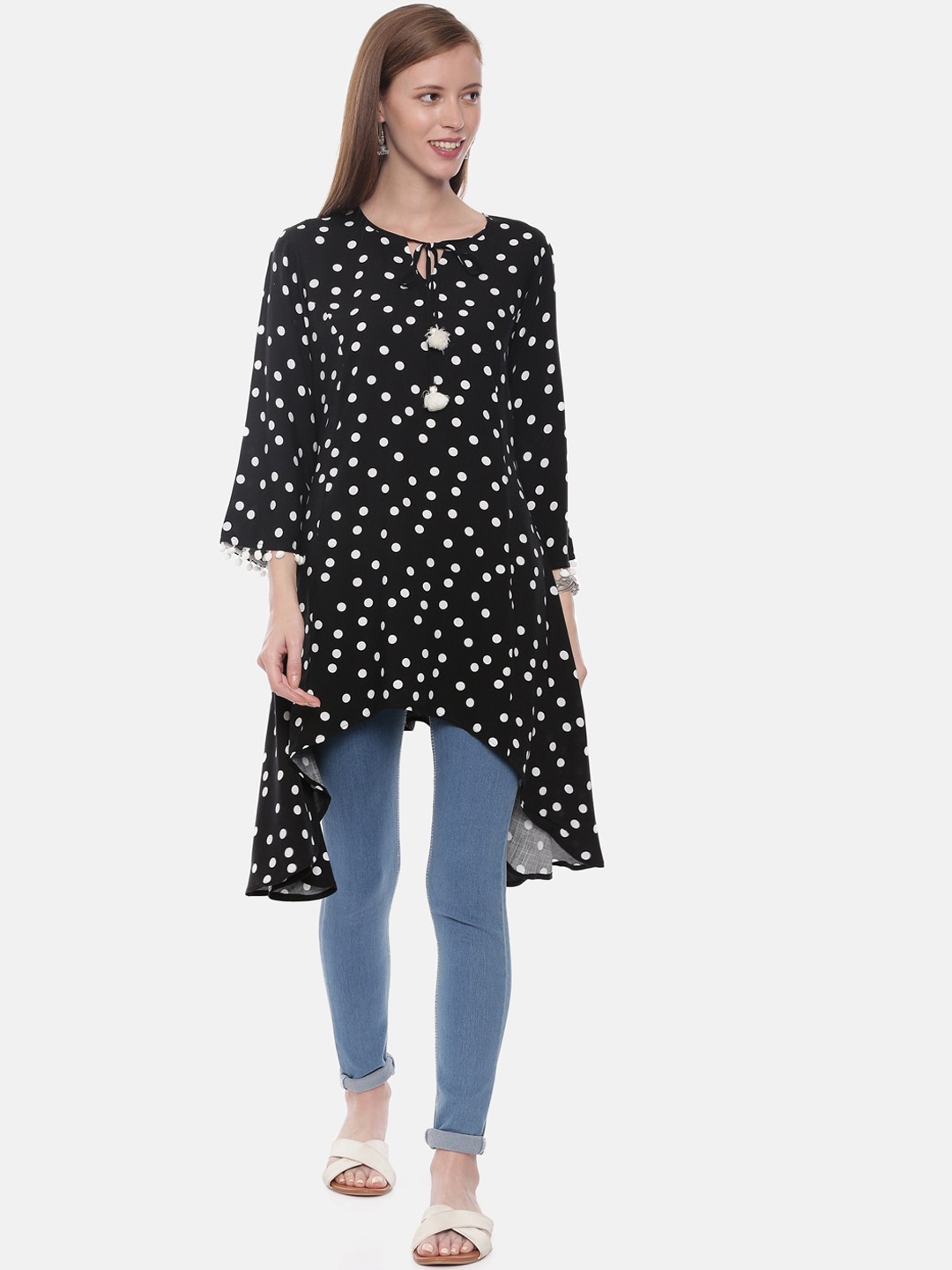 

Neerus Women Black Printed A-Line Kurta