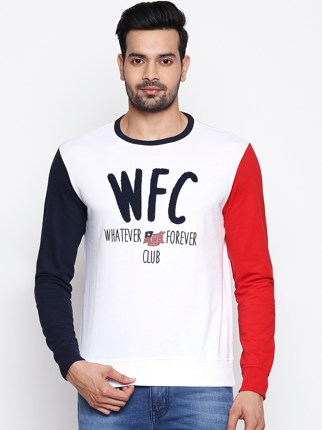 

People Men White Embroidered Sweatshirt