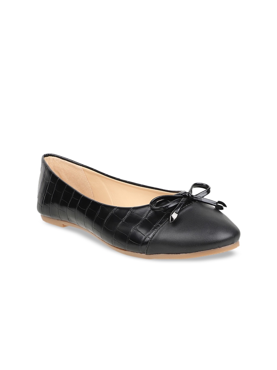 

Sherrif Shoes Women Black Textured Ballerinas