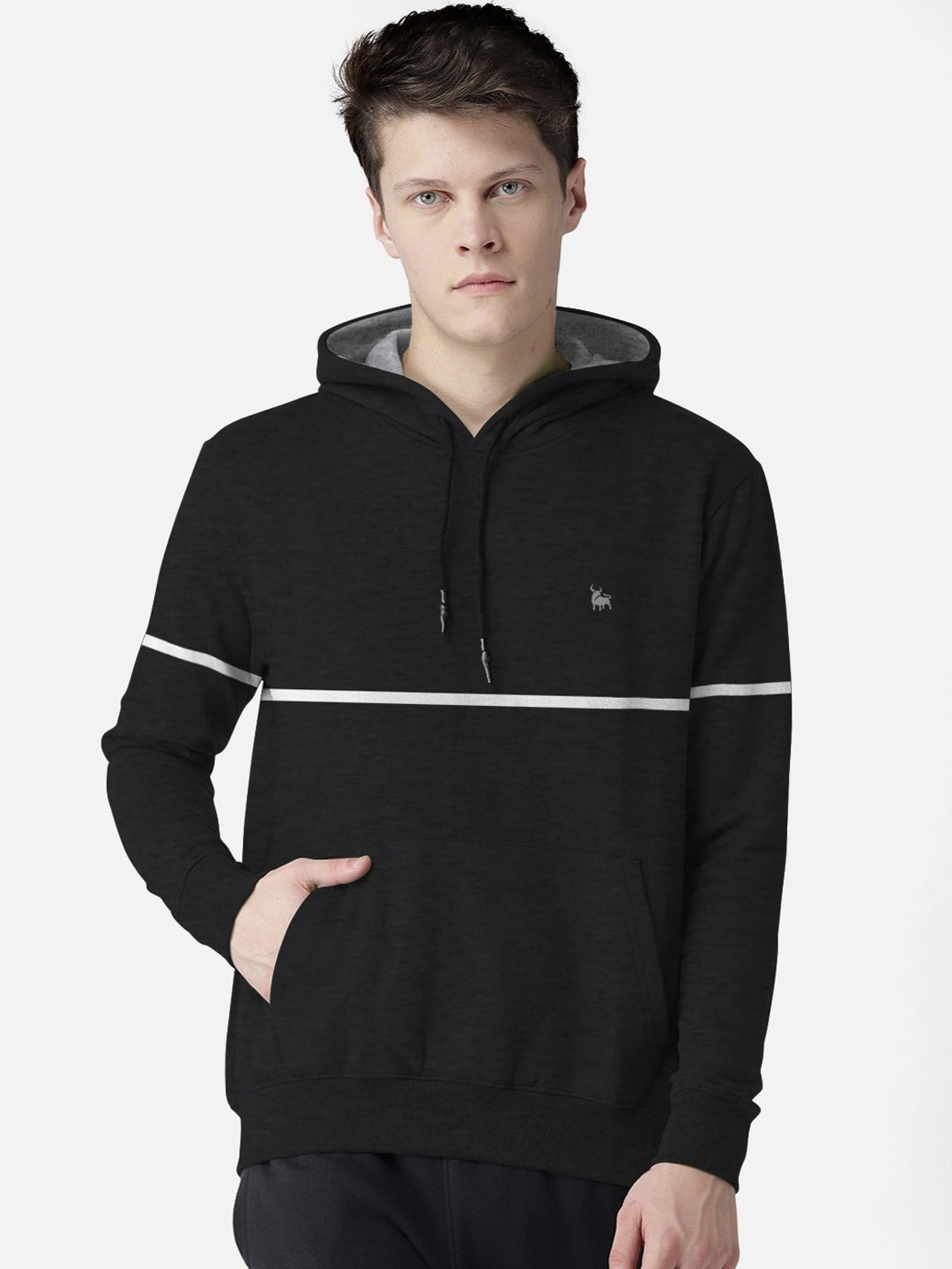 

BULLMER Men Black Striped Sweatshirt