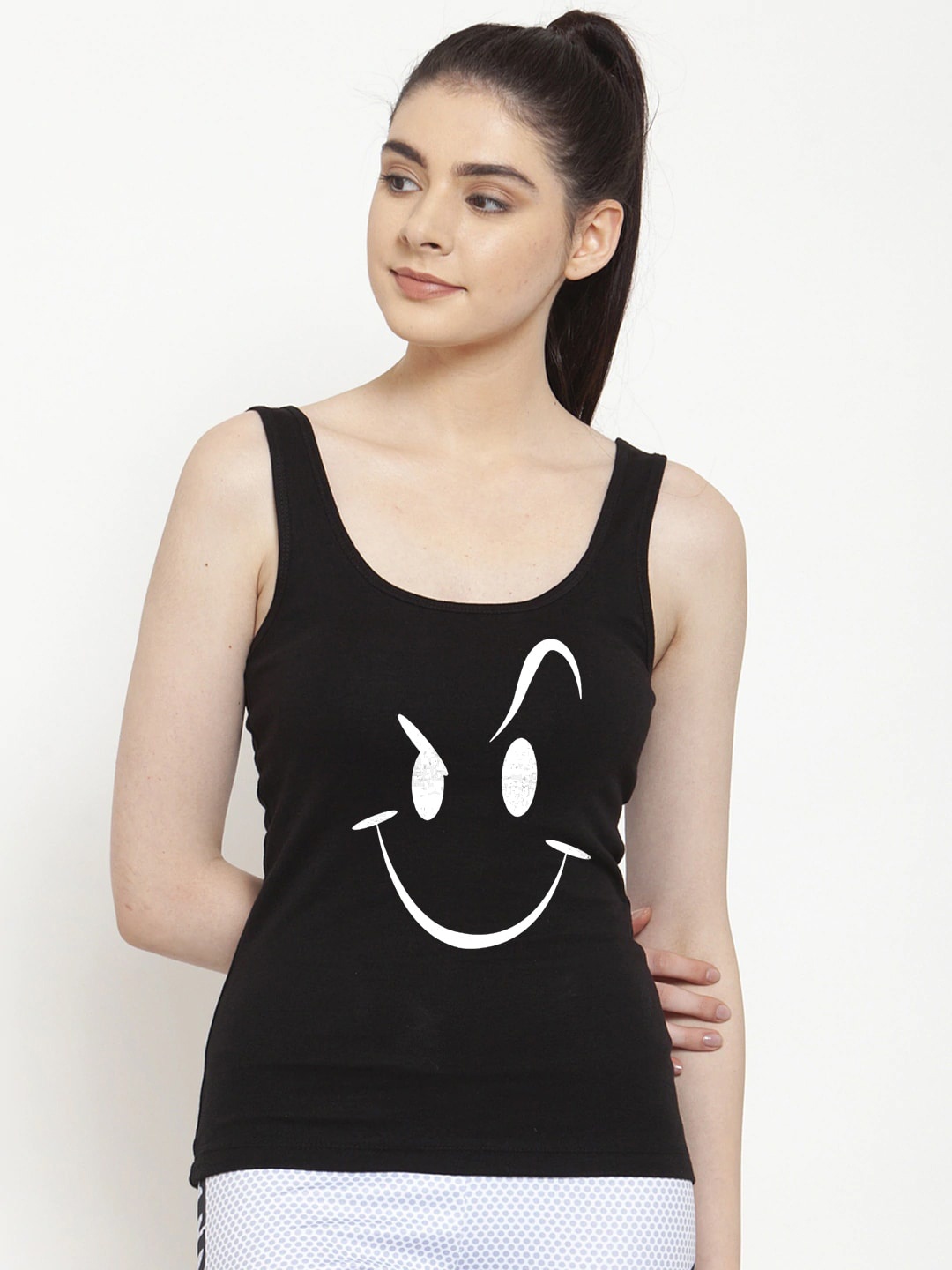

Friskers Women Black Printed Tank Top