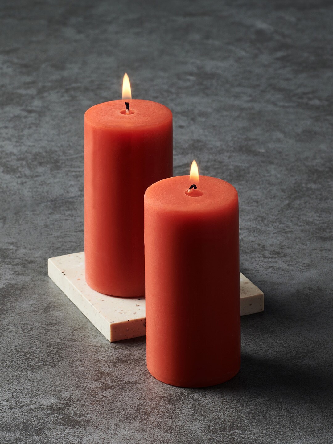 

Pure Home and Living Set Of 2 Orange Playful Berries Tall Pillar Candle