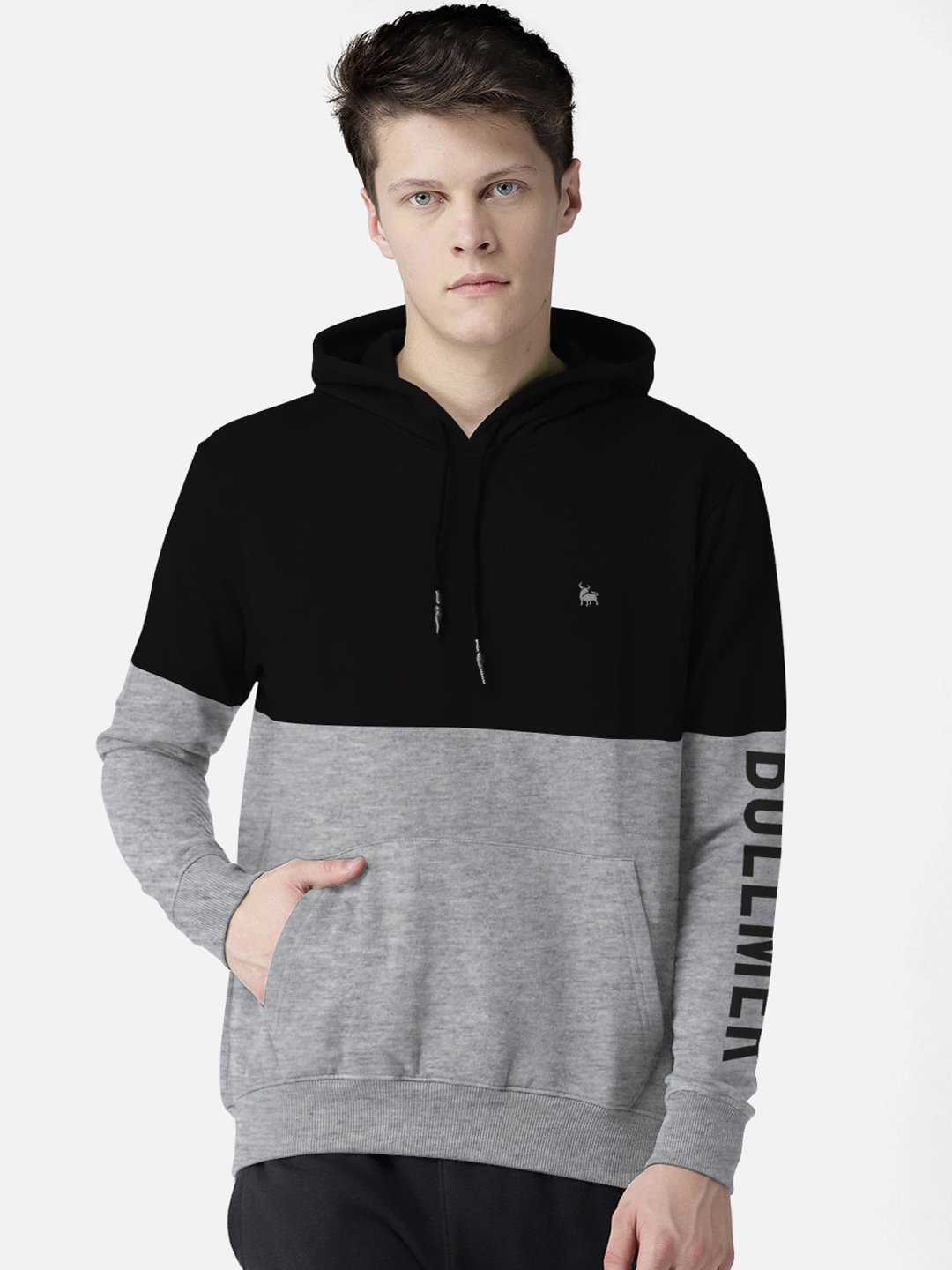 

BULLMER Men Black & Grey Colourblocked Sweatshirt