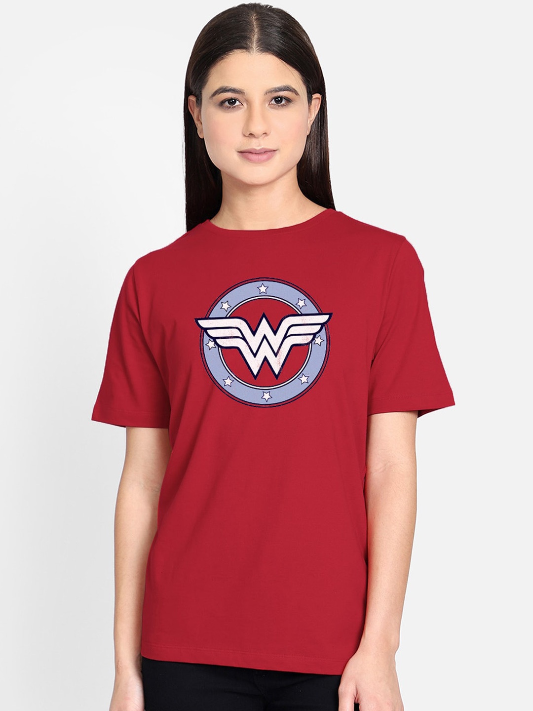 

Free Authority Wonder Woman Print Red Tshirt for Women