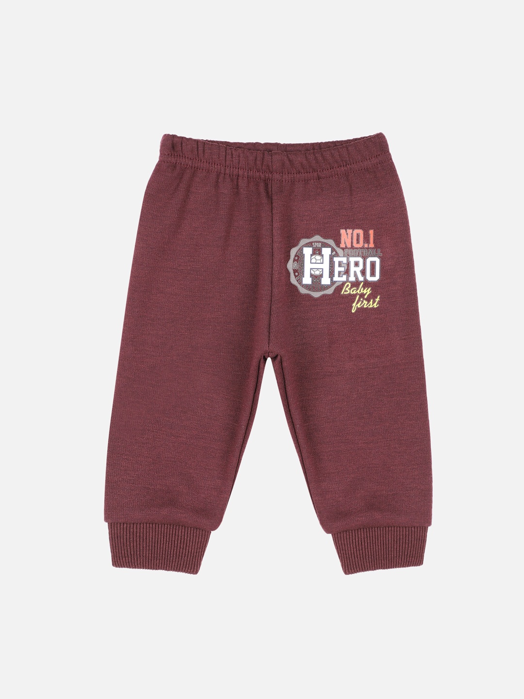 

Bodycare First Infant Boys Brown & White Printed Slim-Fit Joggers