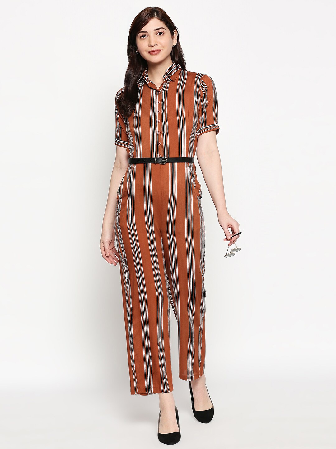 

inocenCia Women Brown & White Striped Jumpsuit