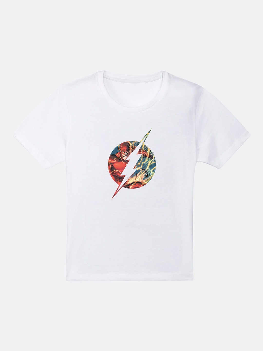 

Kids Ville Boys White Flash Printed Round Neck T-shirt