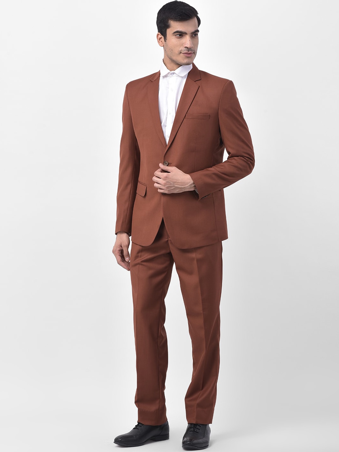 

LUXURAZI Men Brown Solid Tailored-Fit Single-Breasted Formal Suit