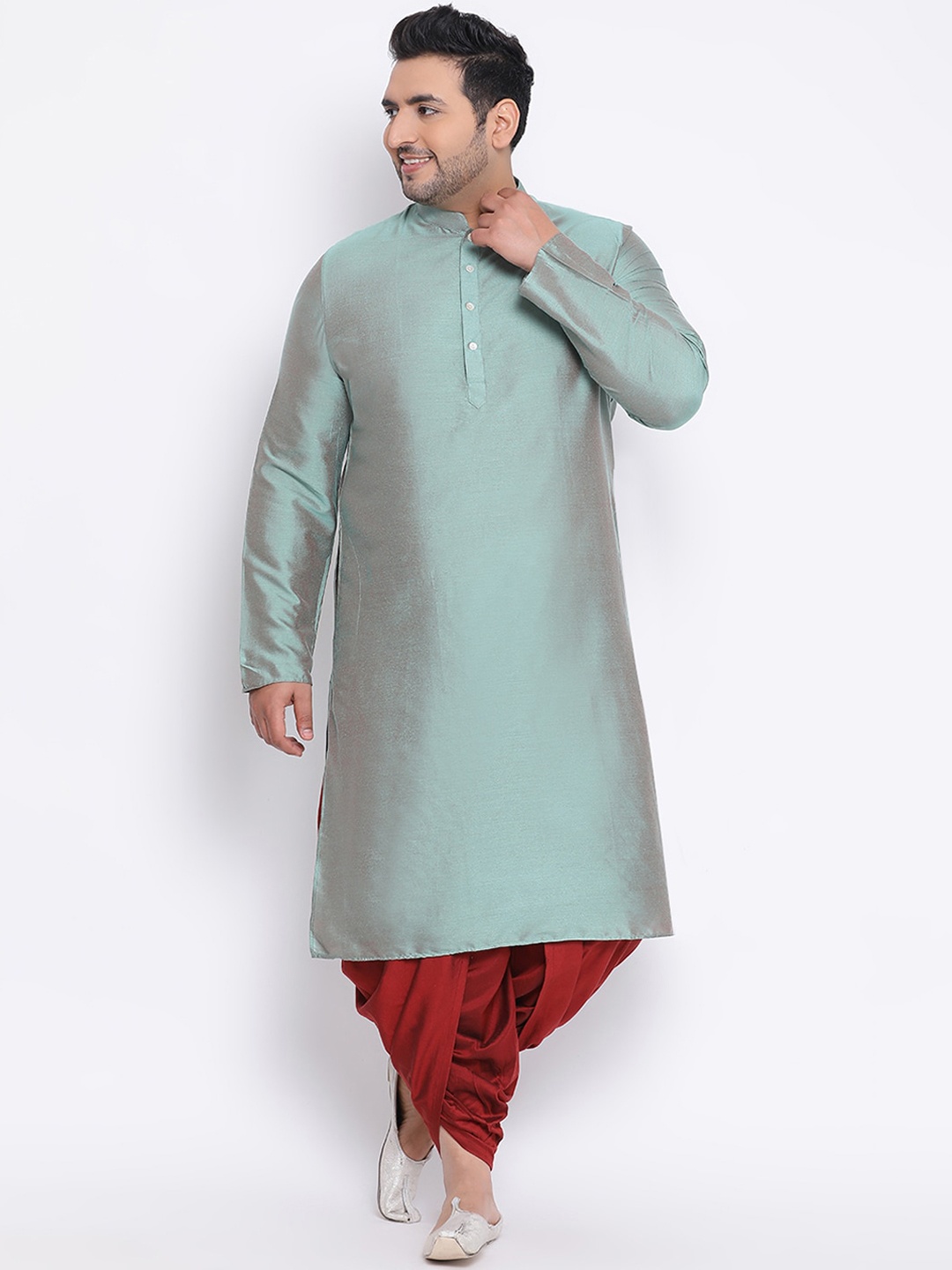 

KISAH PLUS Men Teal Solid Straight Kurta