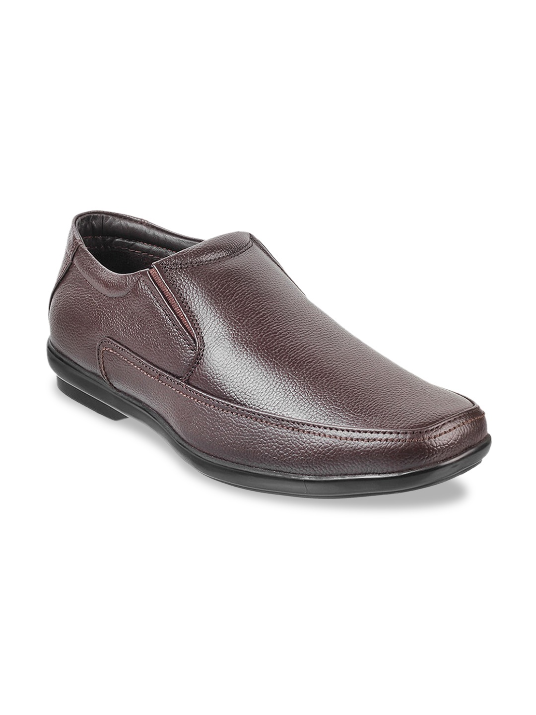 

WALKWAY by Metro Men Brown & Black Textured Leather Slip-Ons