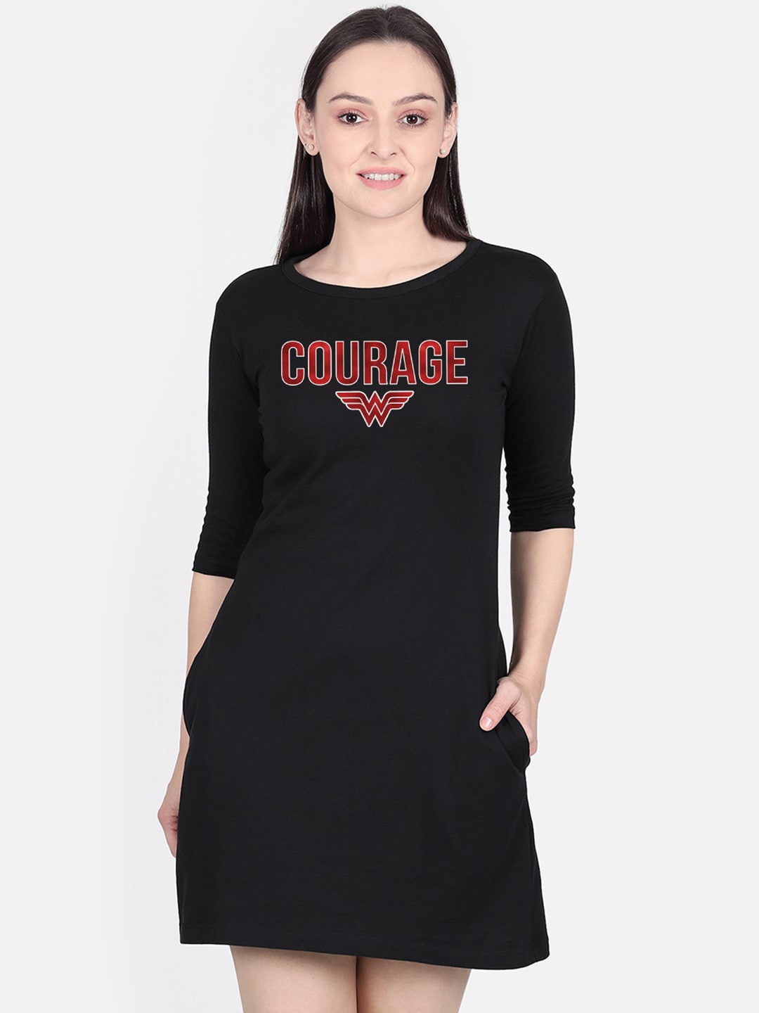 

Free Authority Black Printed Wonder Woman T-shirt Dress