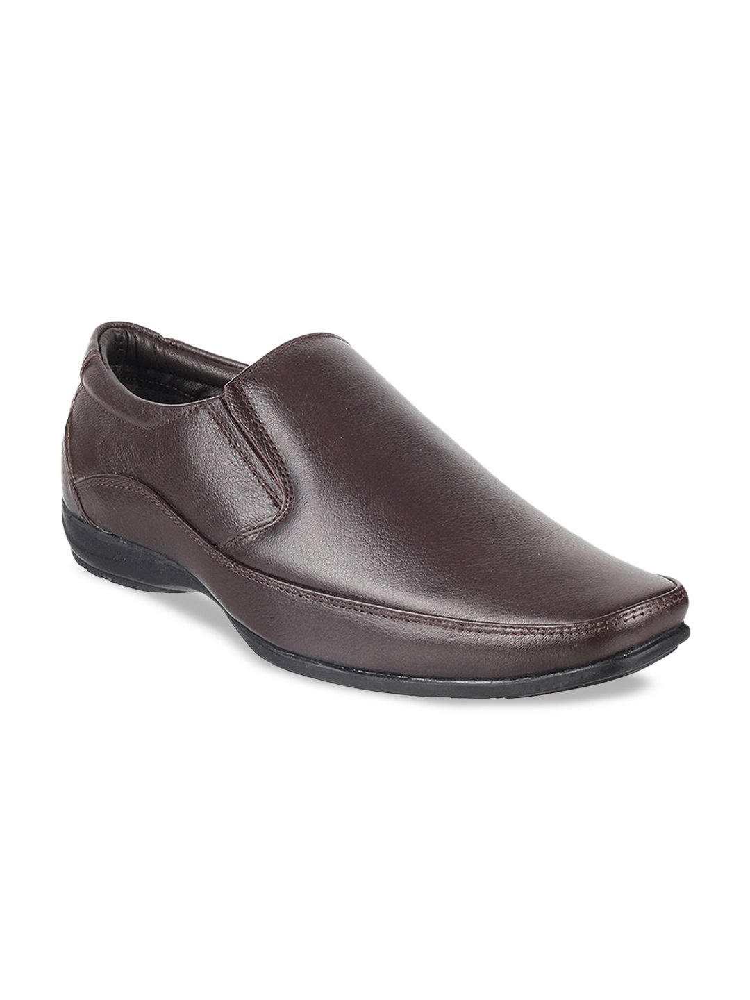 

WALKWAY by Metro Men Brown Solid Formal Slip-On Shoes