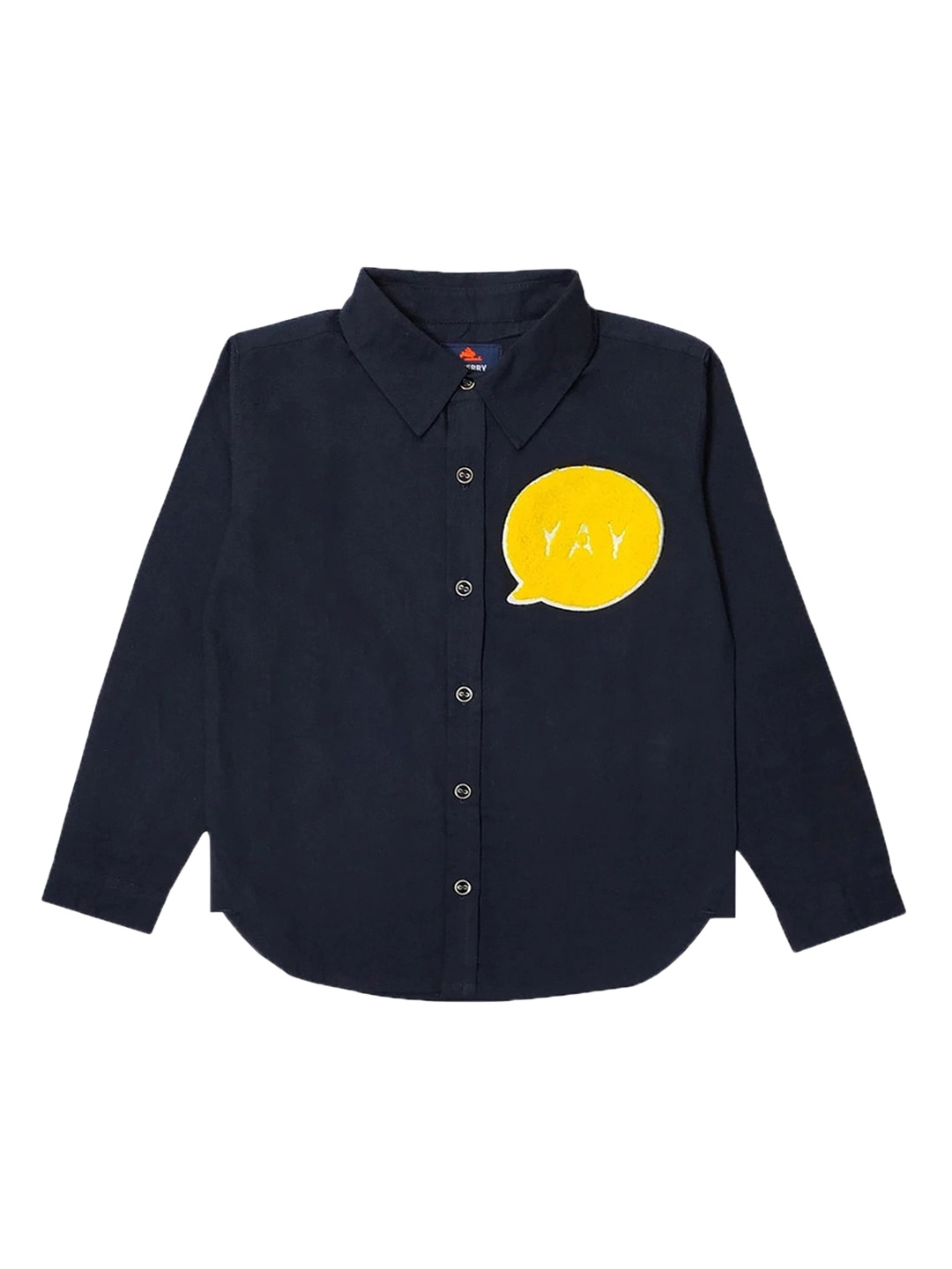 

Cherry Crumble Boys Navy Blue Regular Fit Self Design Casual Shirt