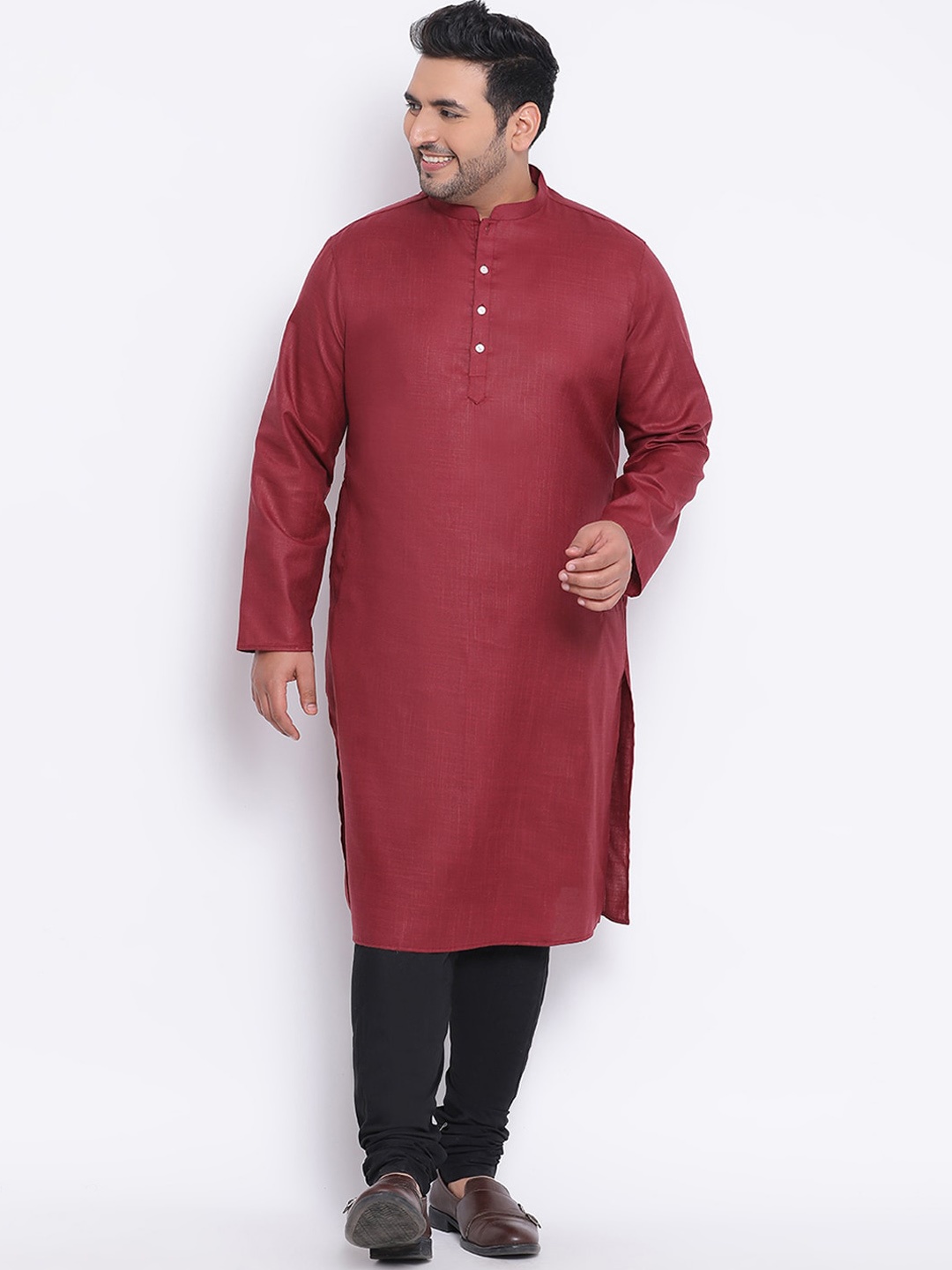 

KISAH PLUS Men Maroon Solid Straight Kurta