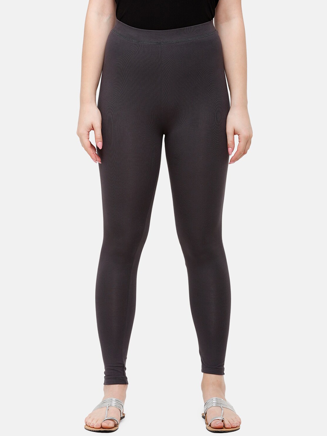 

De Moza Women Charcoal-Grey Solid Ankle-Length Leggings