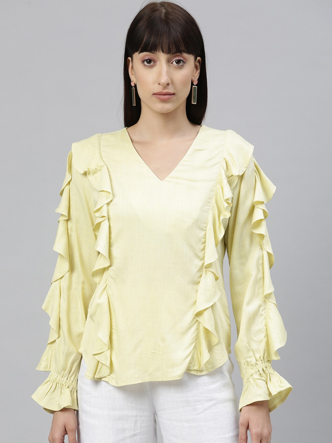 

RAREISM Women Yellow Solid Top