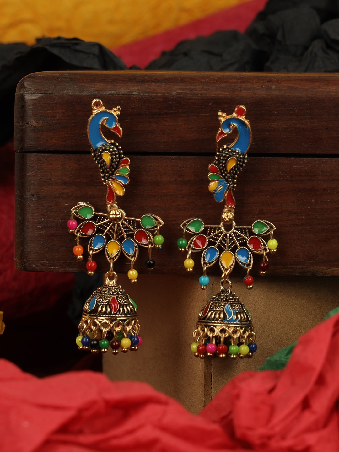ANIKAS CREATION Gold-Plated Contemporary Jhumkas