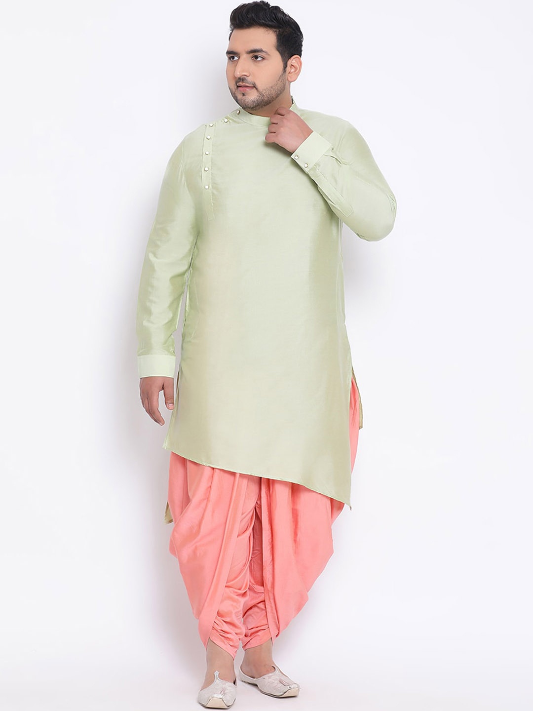 

KISAH Men Regular Fit Solid Asymmetric Kurta, Sea green