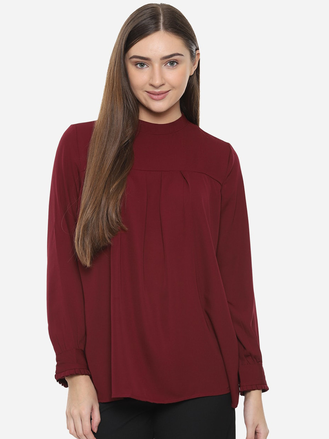 

Van Heusen Woman Maroon Solid Top