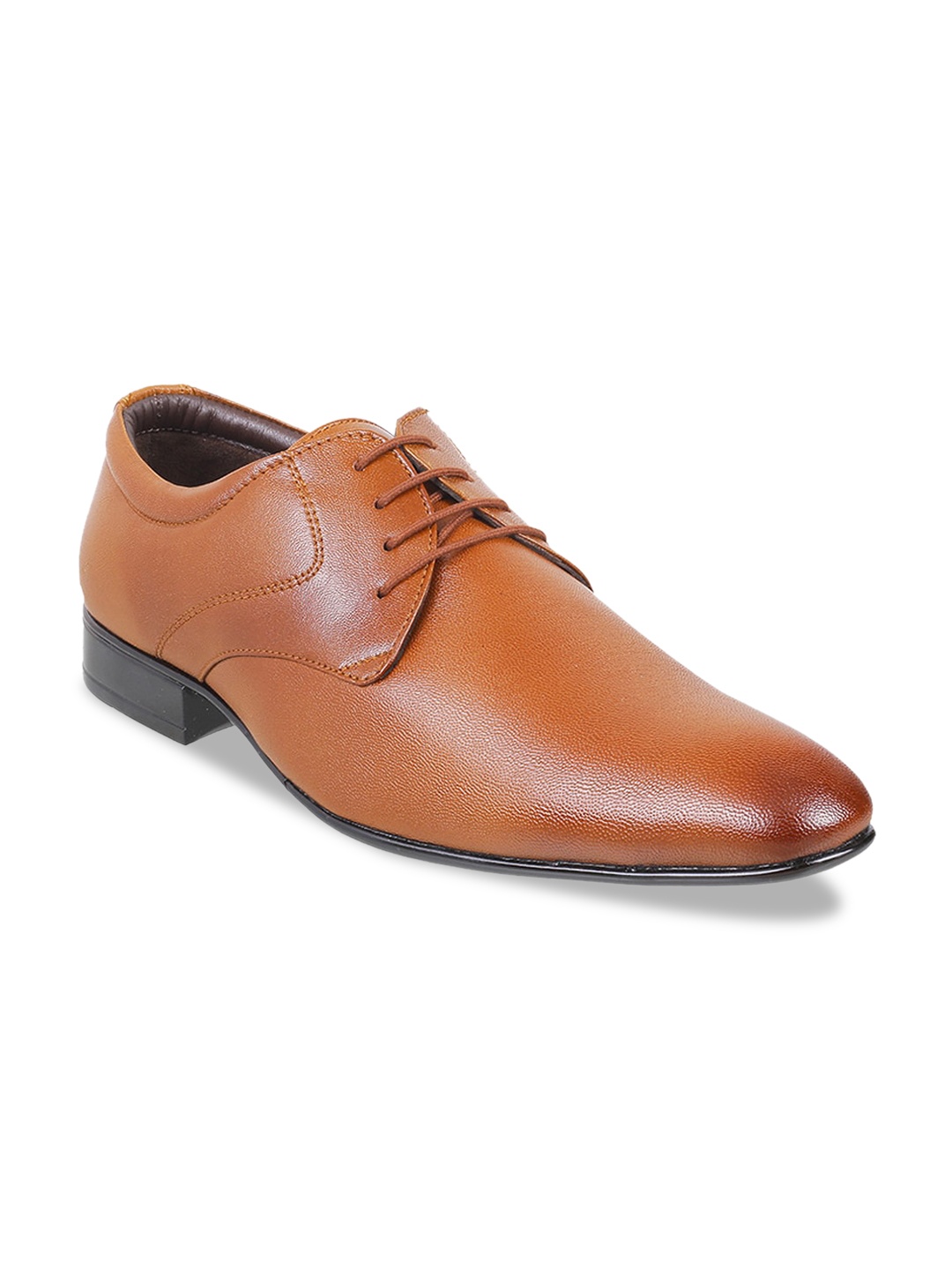 

WALKWAY by Metro Men Tan Brown Solid Leather Formal Derbys