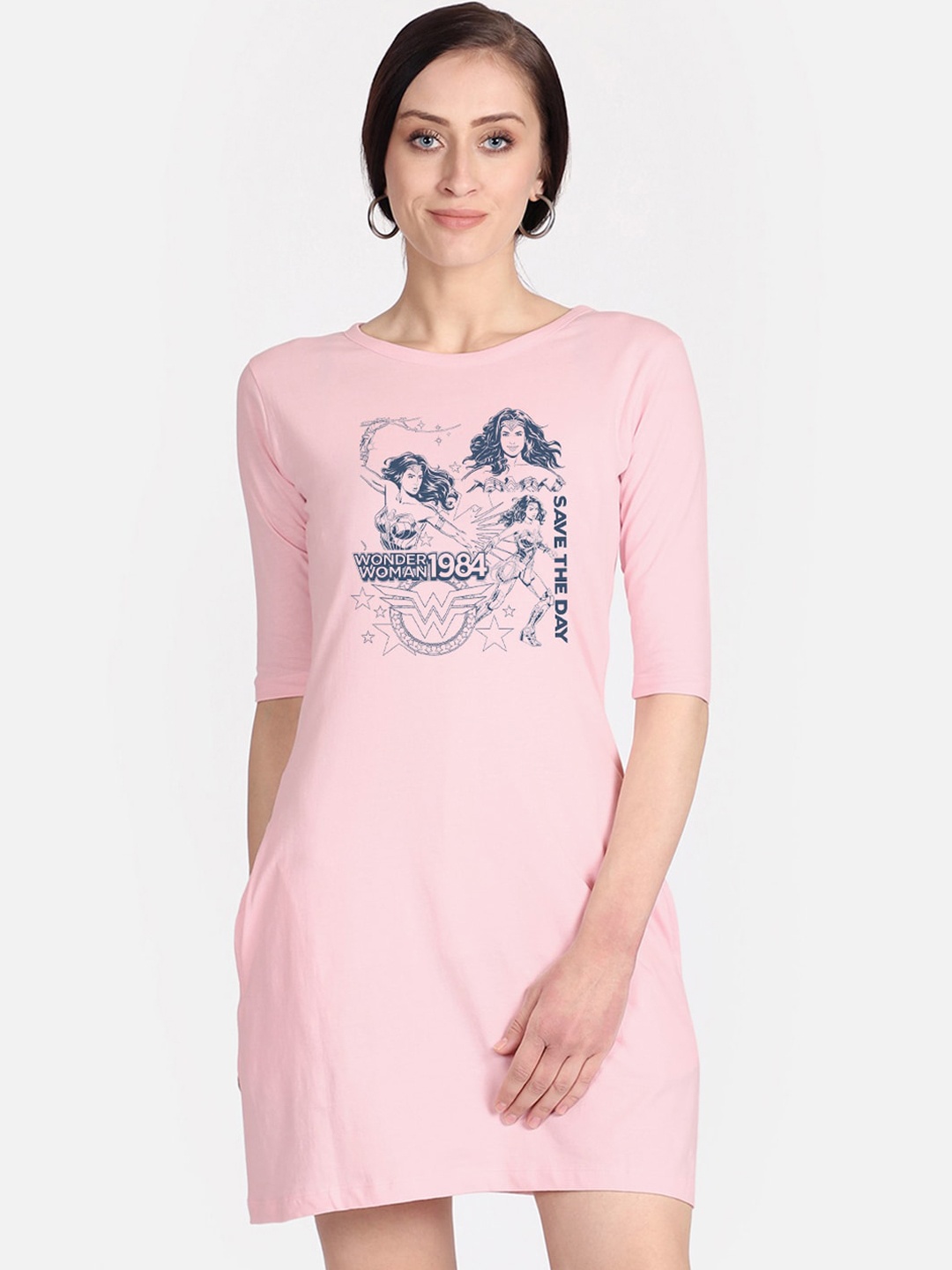

Free Authority Wonder Woman Printed A-Line Pink Dress for Women