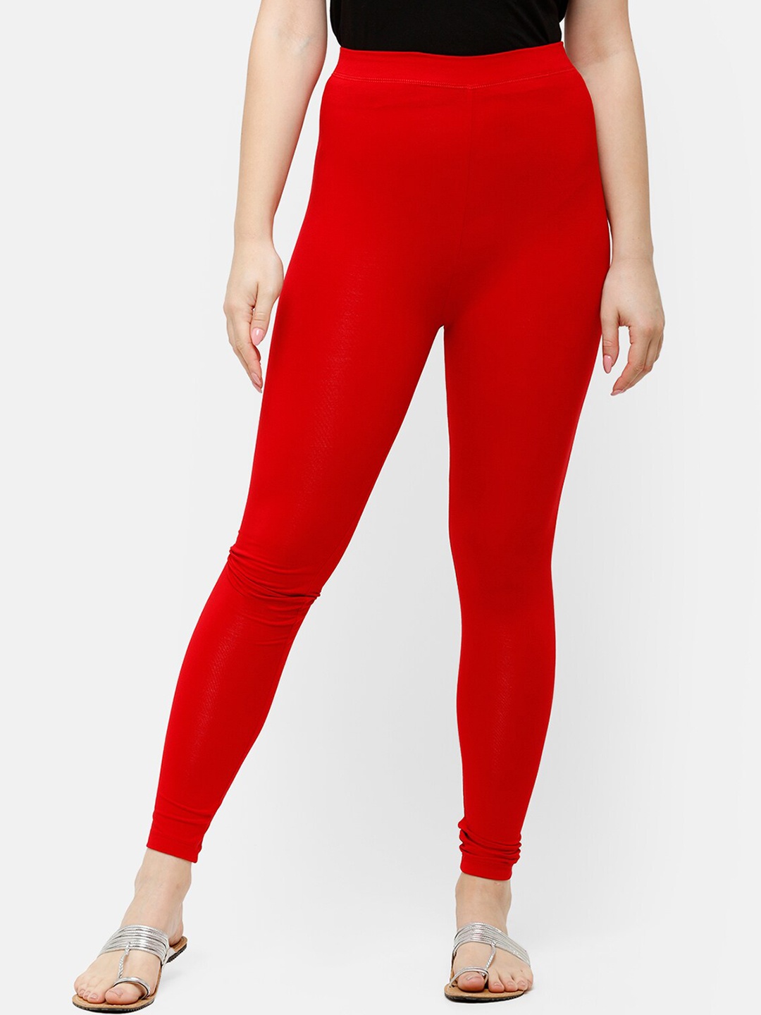 

De Moza Women Red Solid Ankle-Length Leggings