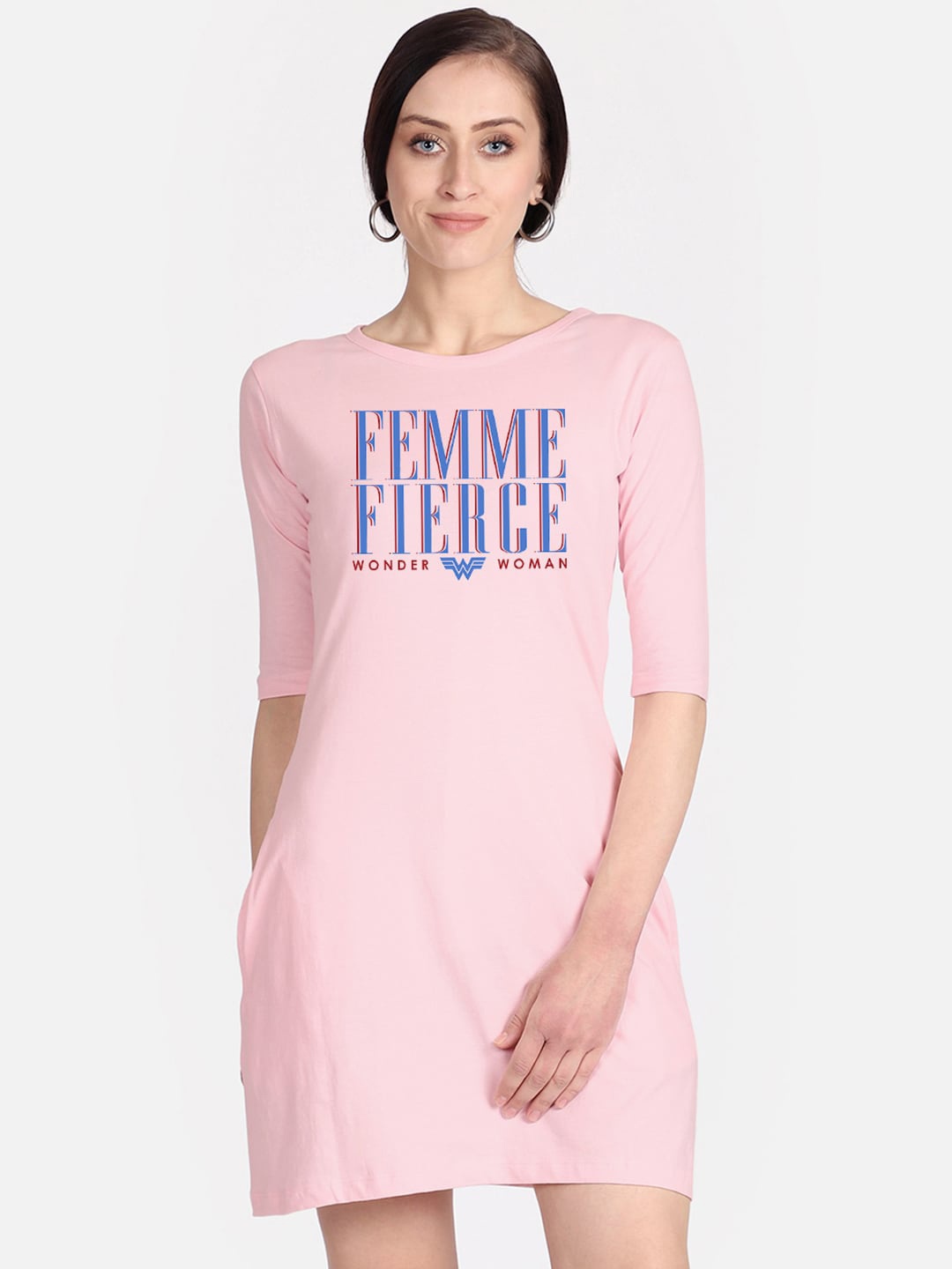 

Free Authority Wonder Woman Printed A-Line Pink Dress for Women
