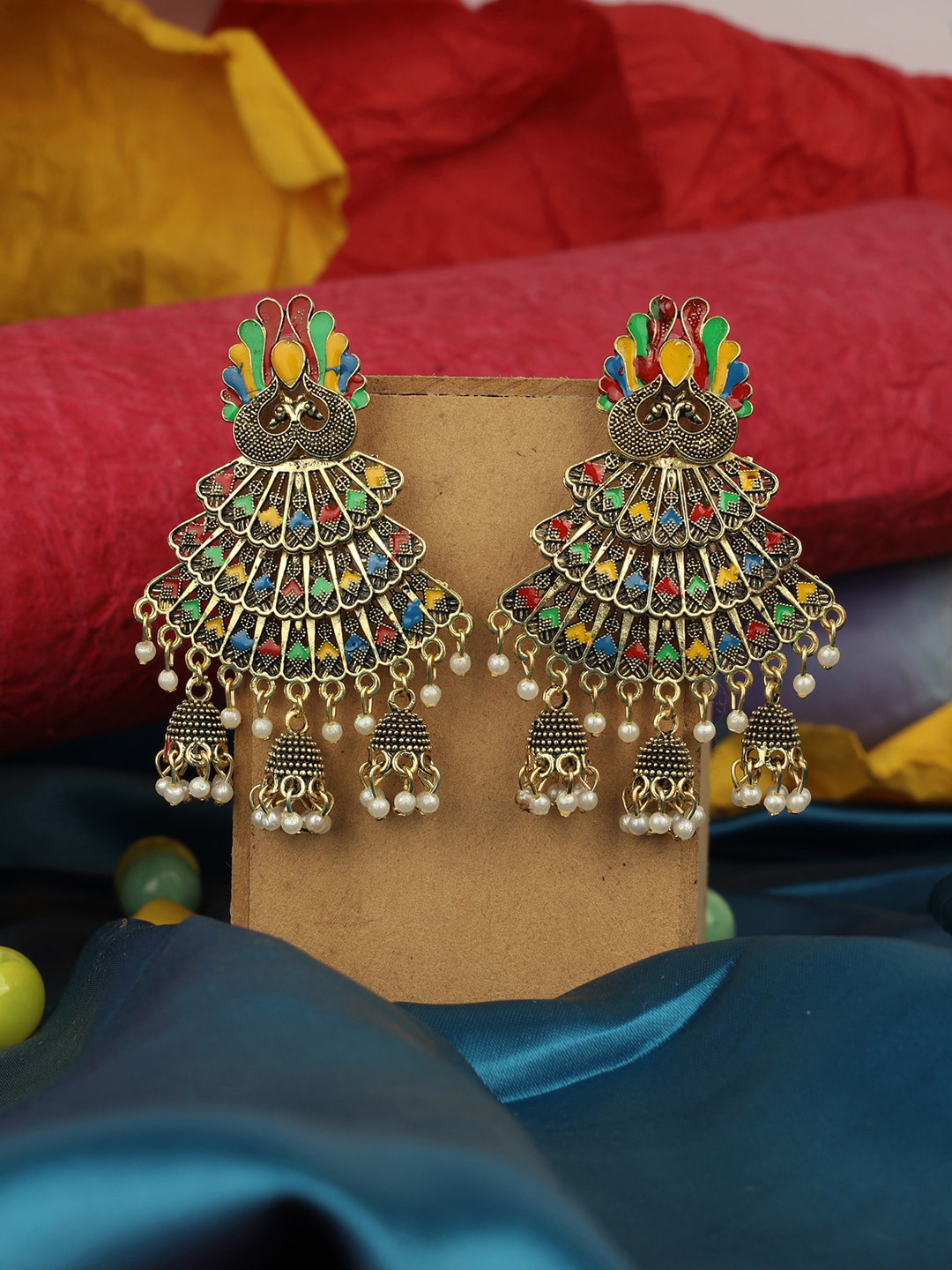 

ANIKAS CREATION Gold-Plated Contemporary Jhumkas