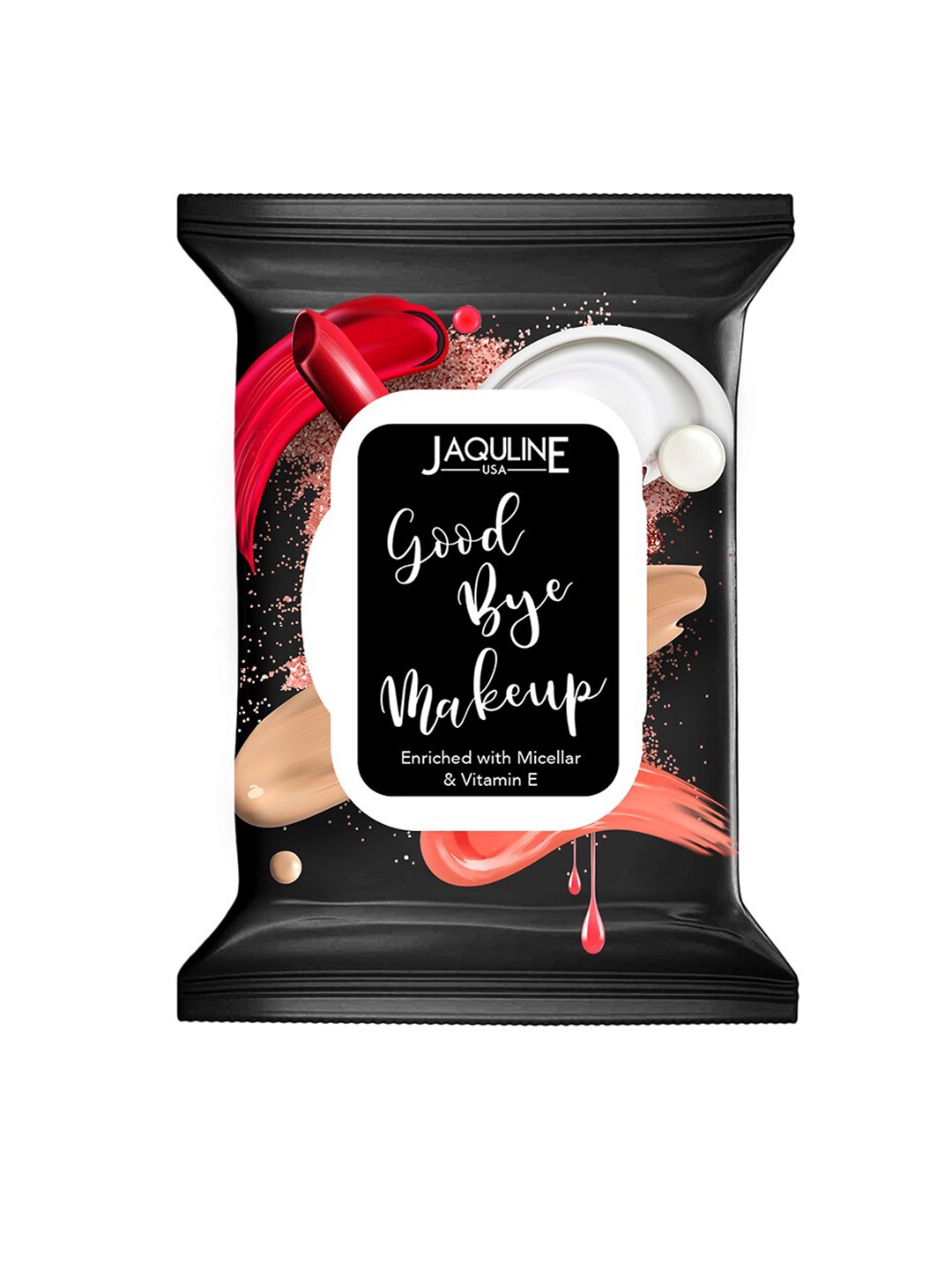 Jaquline USA 30 Pcs Goodbye Makeup Remover Wipes, Black