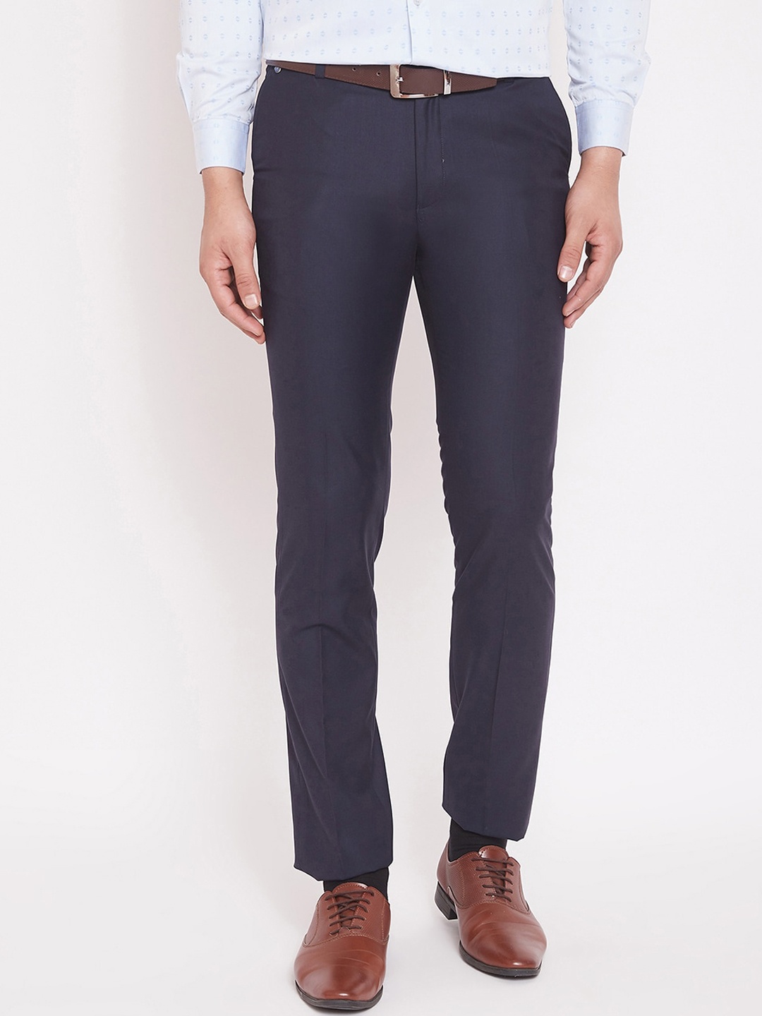 

Canary London Men Navy Blue Slim Fit Solid Formal Trousers