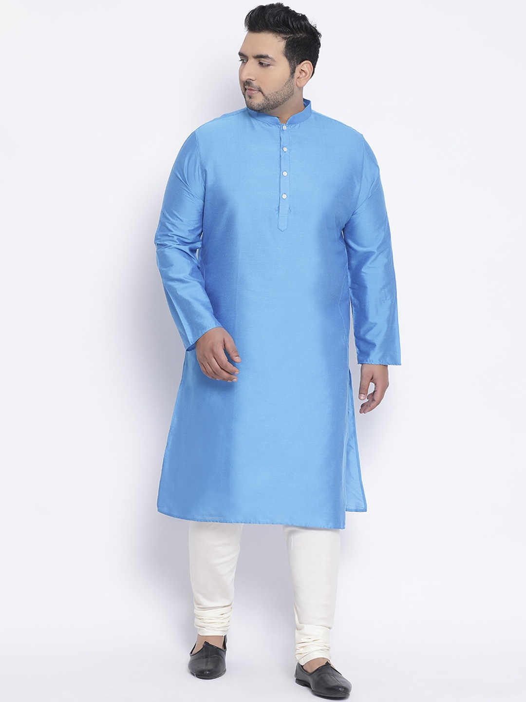 KISAH PLUS Men Blue Solid Straight Kurta