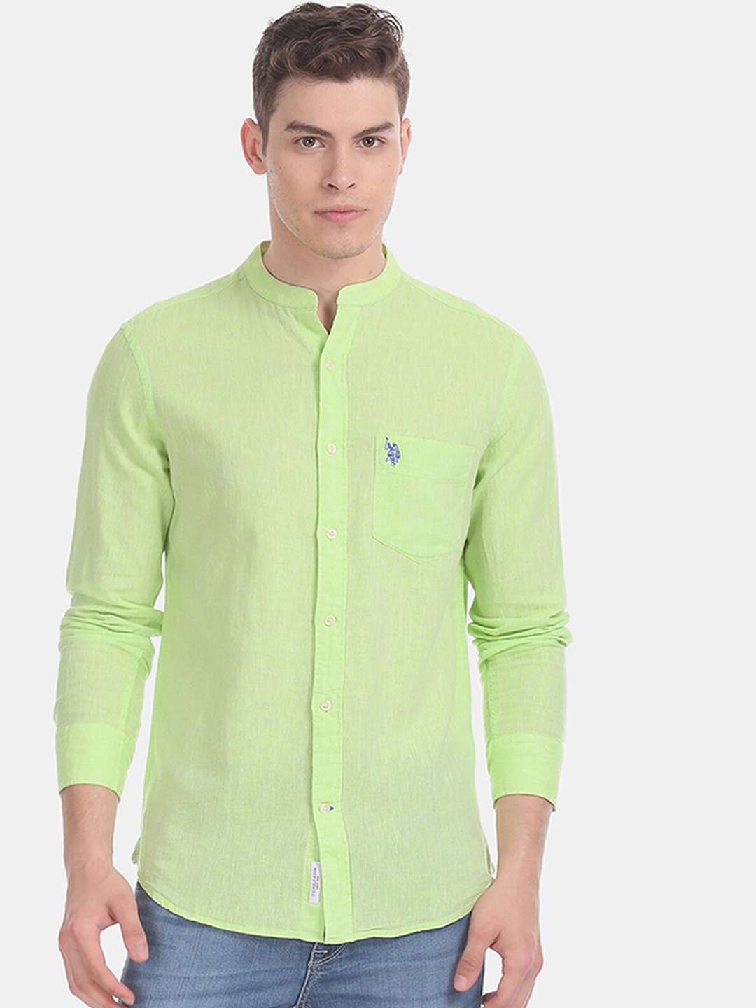 

U.S. Polo Assn. Men Green Cotton Casual Shirt