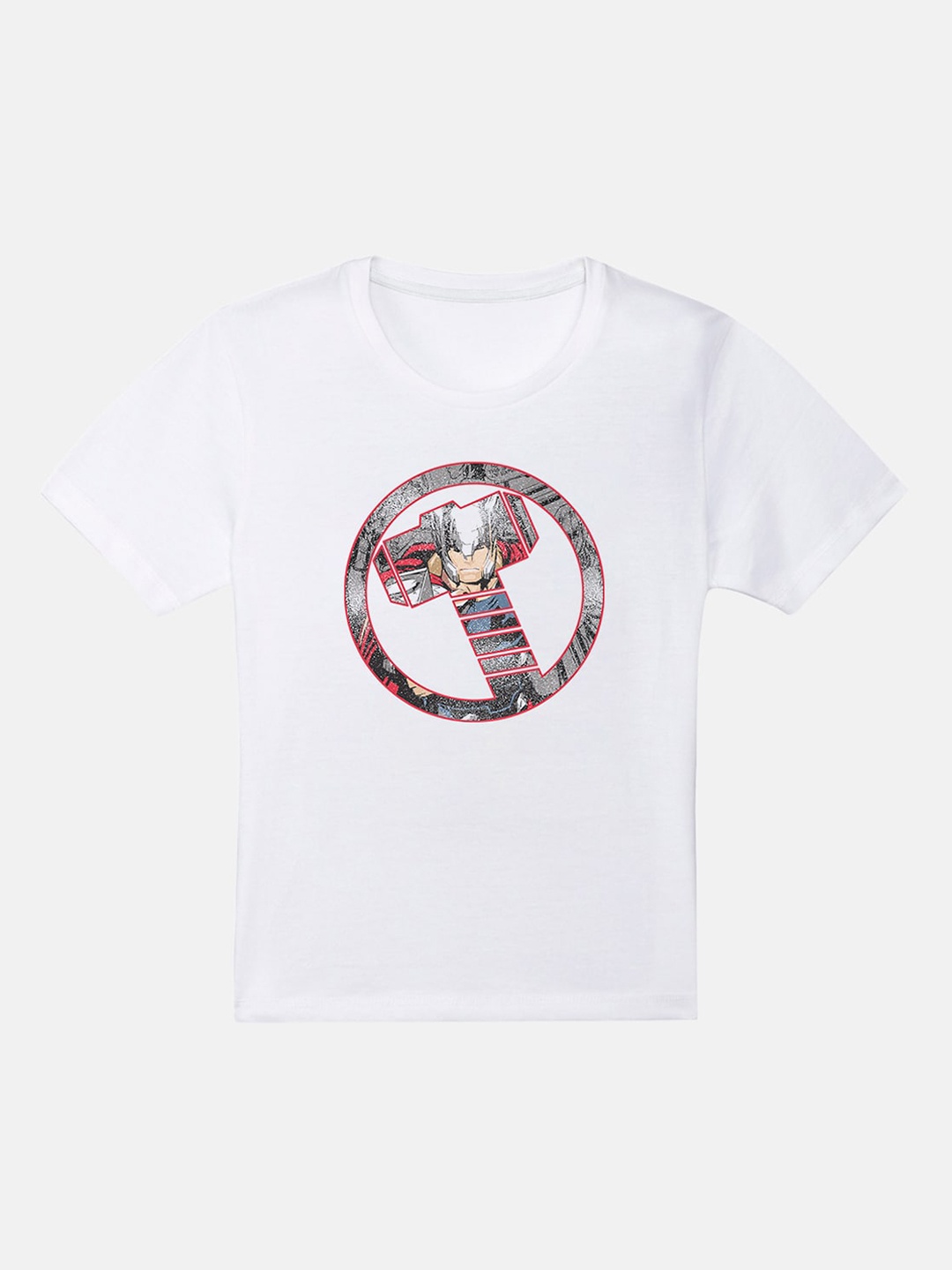 

Kids Ville Boys White Thor Printed Round Neck T-shirt